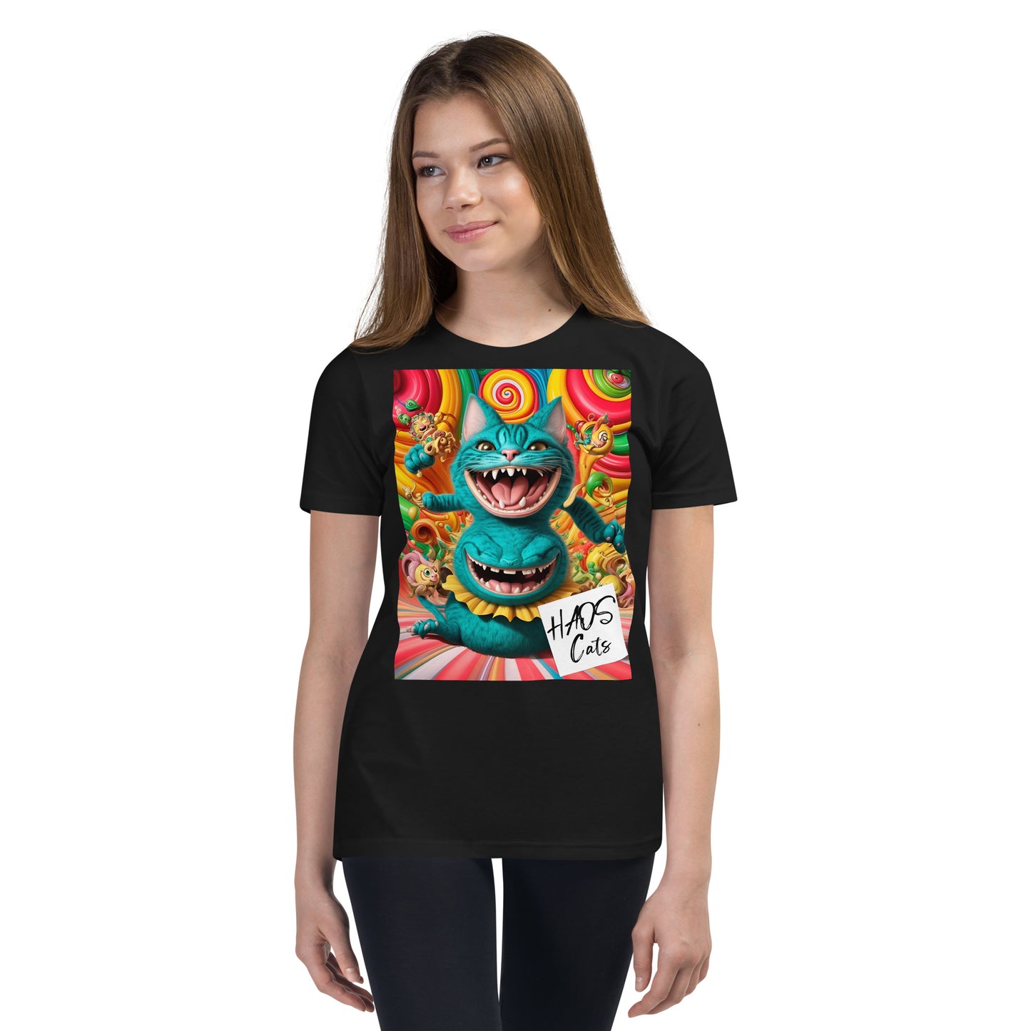 Youth Short Sleeve T-Shirt. Collection - HAOS Cats, Design - ANDRBEL STUDIO