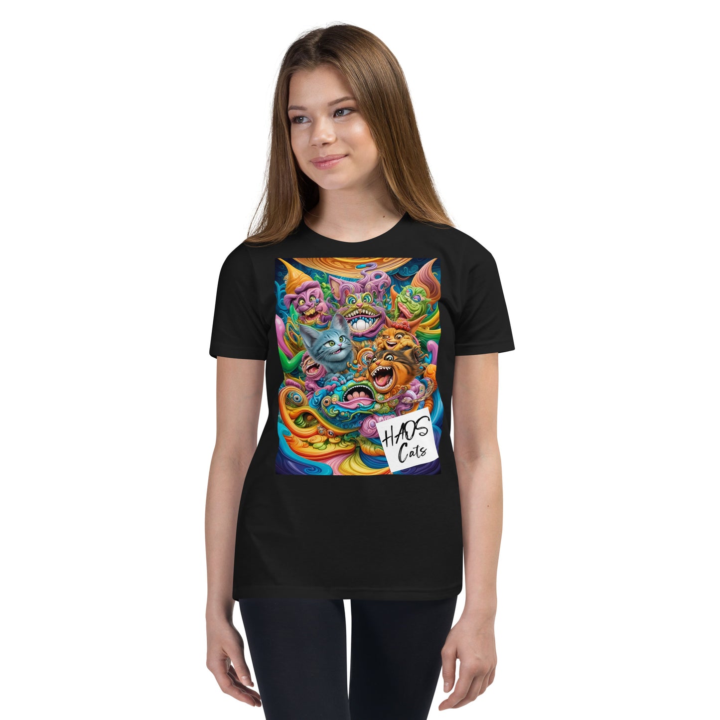 Youth Short Sleeve T-Shirt. Collection - HAOS Cats, Design - ANDRBEL STUDIO