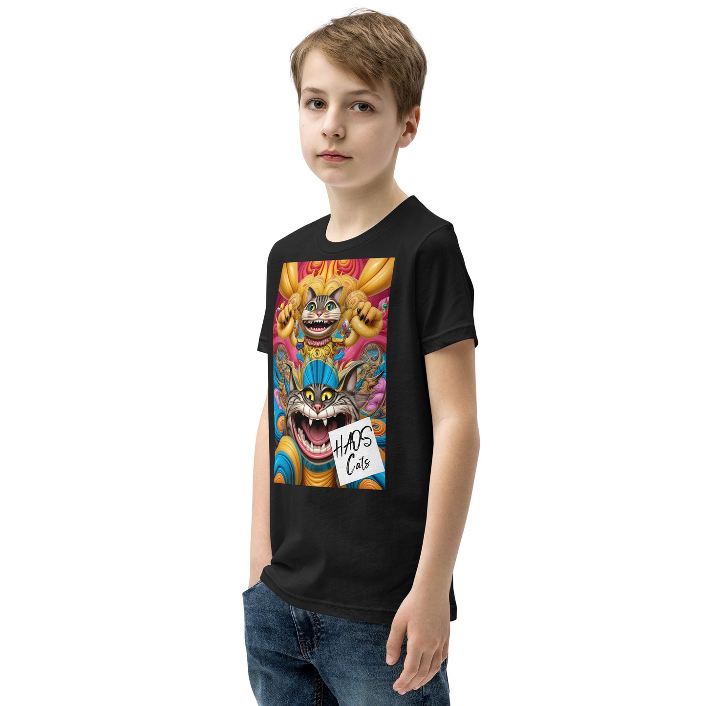 Youth Short Sleeve T-Shirt. Collection - HAOS Cats, Design - ANDRBEL STUDIO