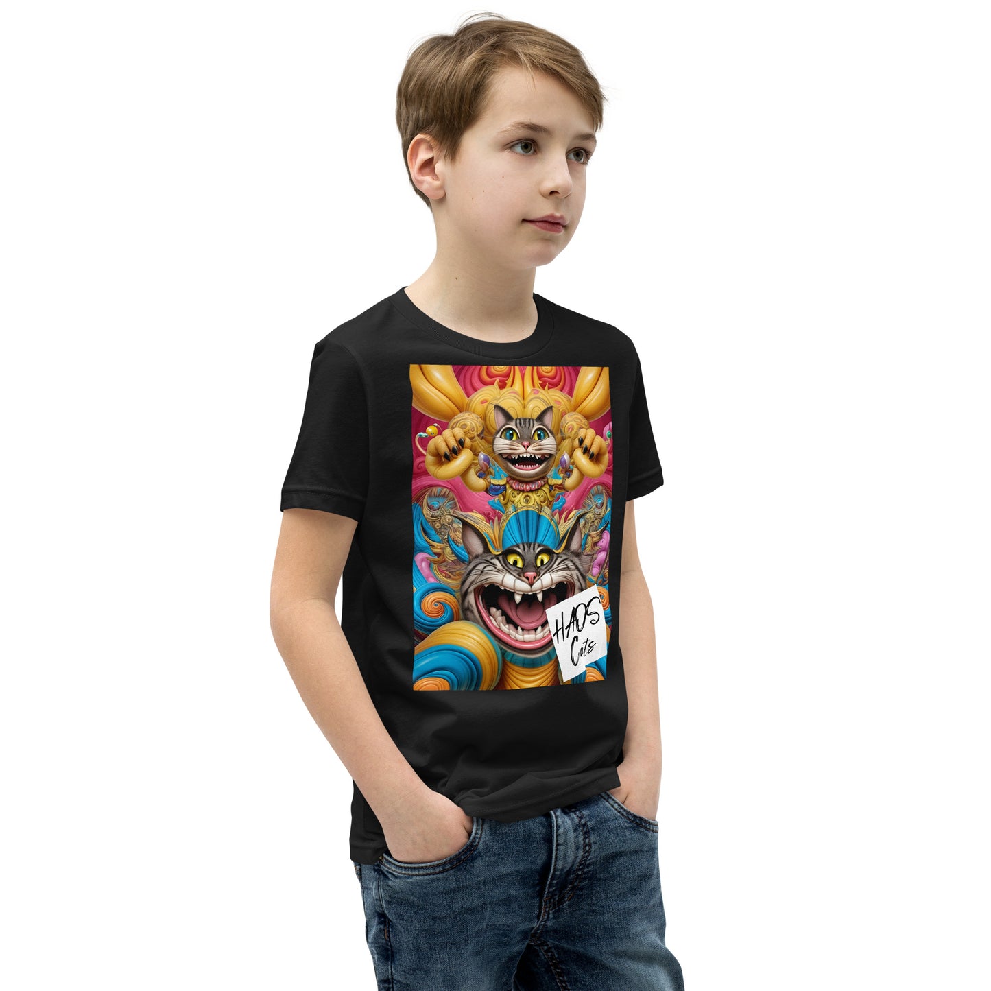 Youth Short Sleeve T-Shirt. Collection - HAOS Cats, Design - ANDRBEL STUDIO
