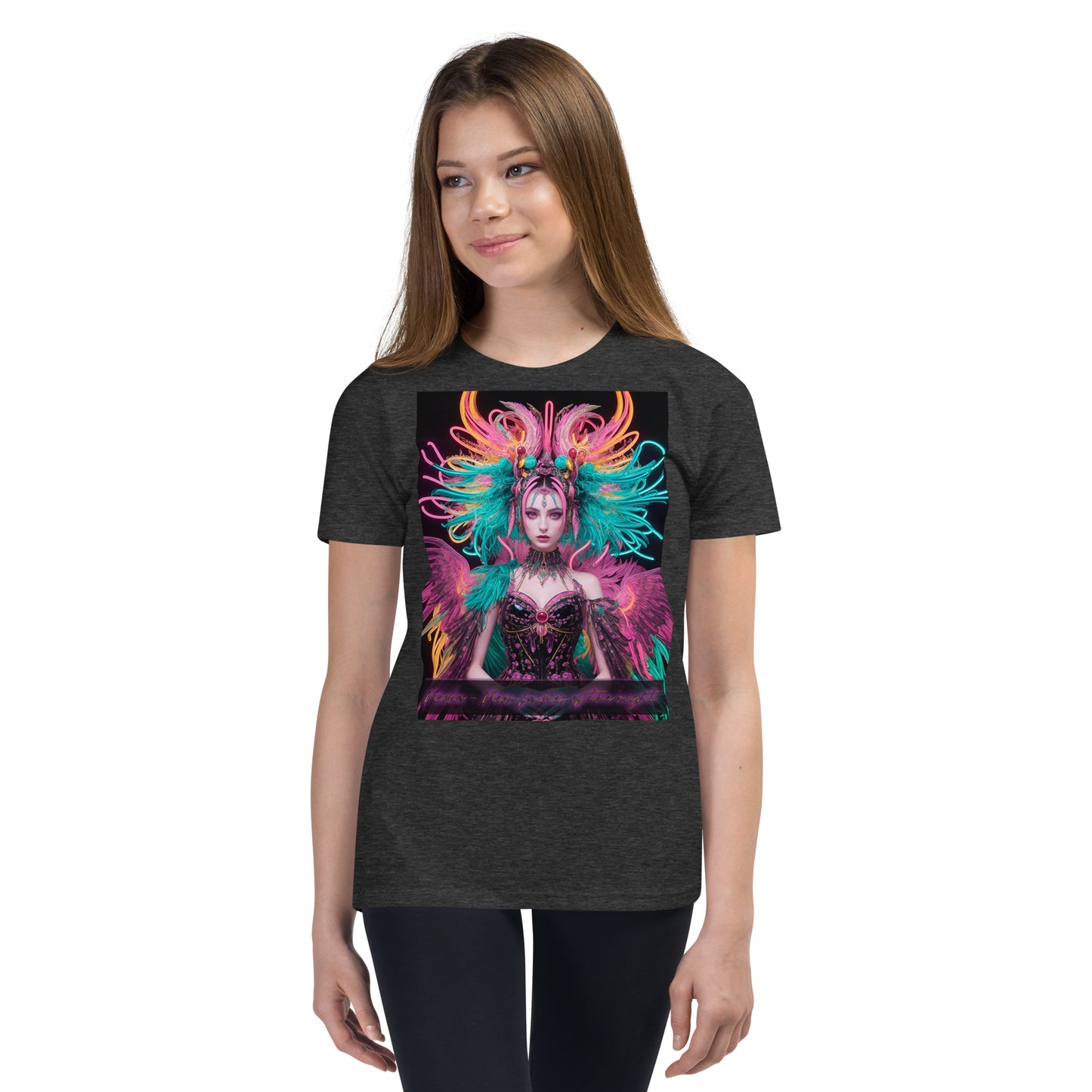 T-shirt a maniche corte per ragazzi. Collezione - Neoka-Neon fate della notte, Design - ANDRBEL STUDIO