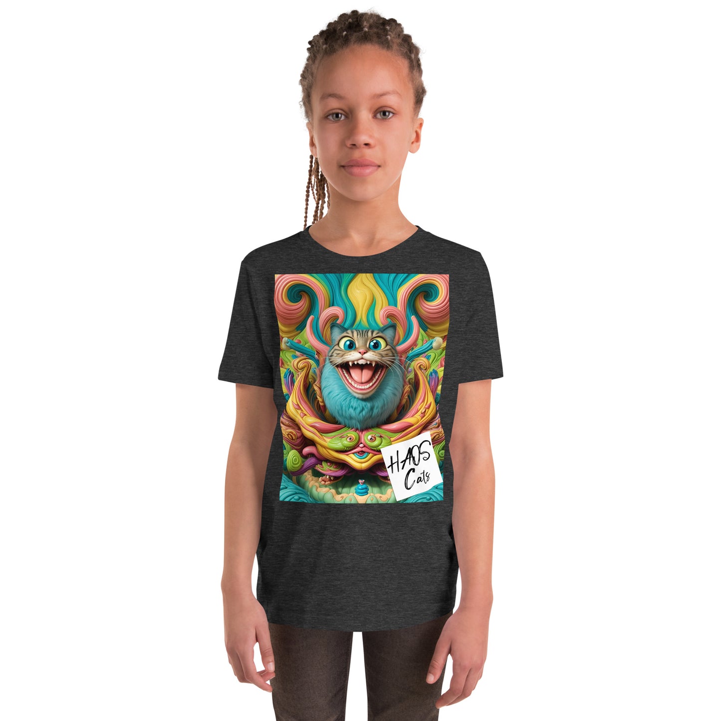 Youth Short Sleeve T-Shirt. Collection - HAOS Cats, Design - ANDRBEL STUDIO