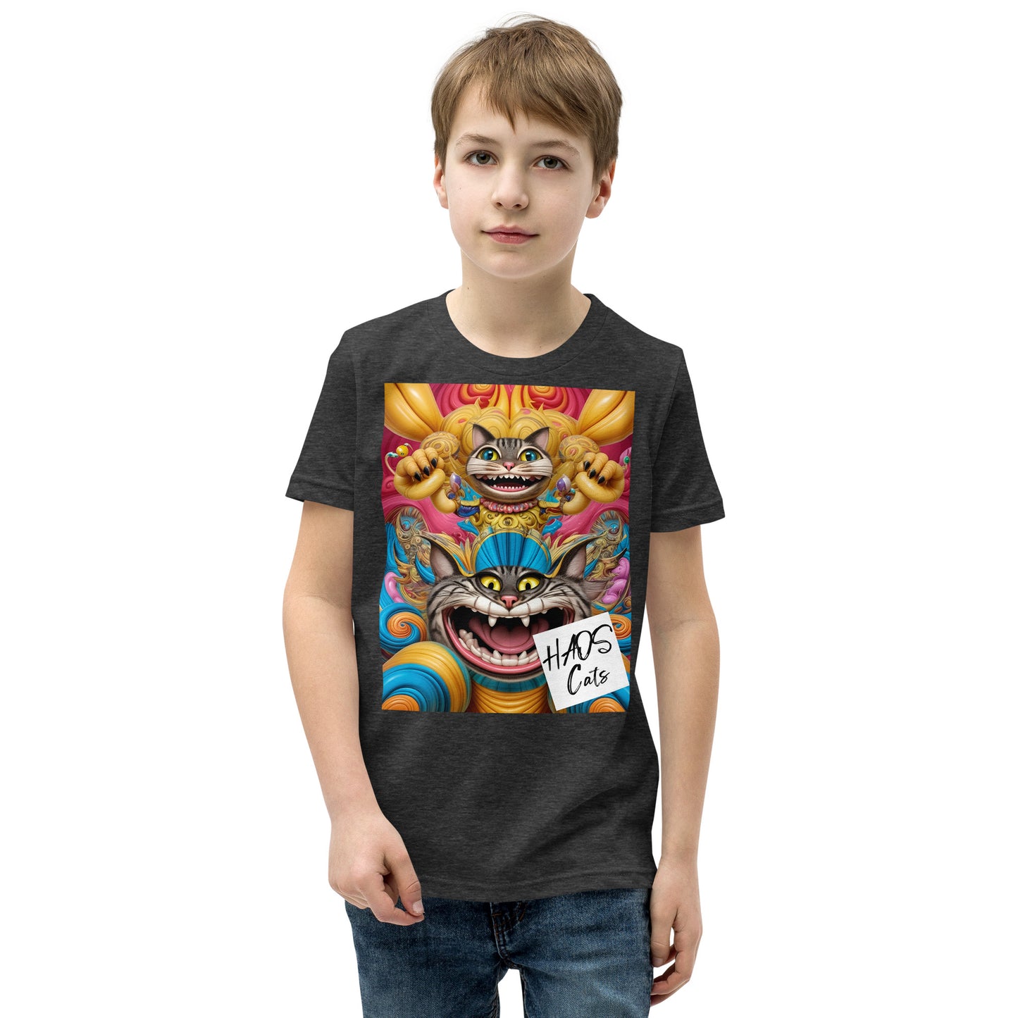 Youth Short Sleeve T-Shirt. Collection - HAOS Cats, Design - ANDRBEL STUDIO