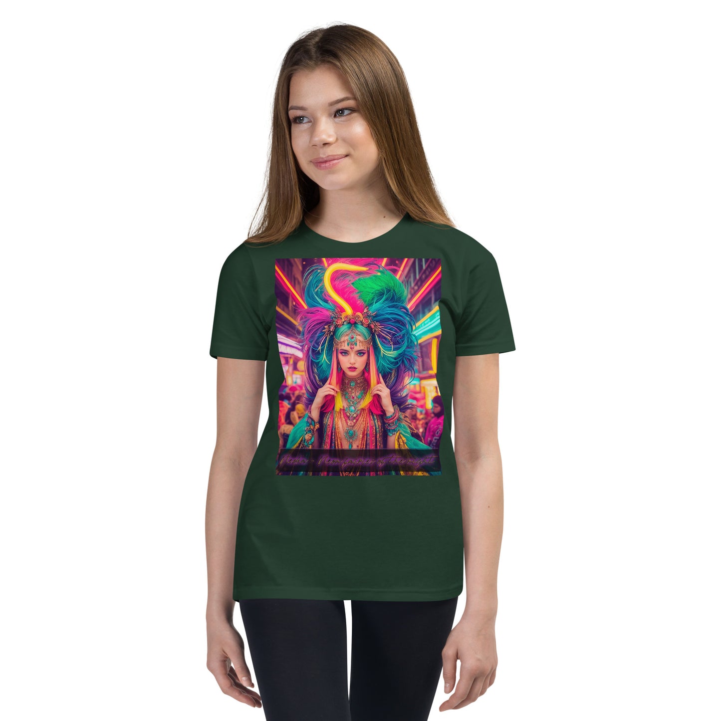 Youth Short Sleeve T-Shirt. Collection - Neoka-Neon fairies of the night, Design - ANDRBEL STUDIO