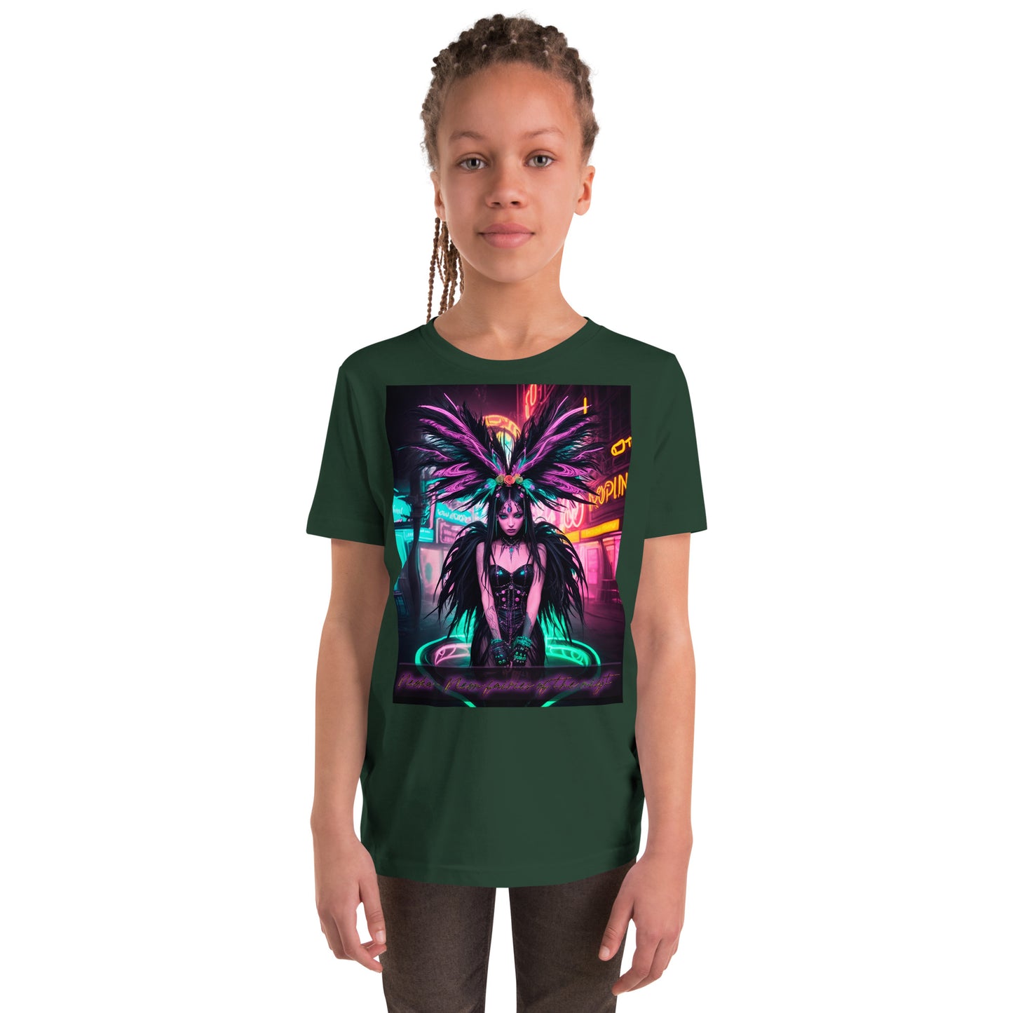 T-shirt a maniche corte per ragazzi. Collezione - Neoka-Neon fate della notte, Design - ANDRBEL STUDIO