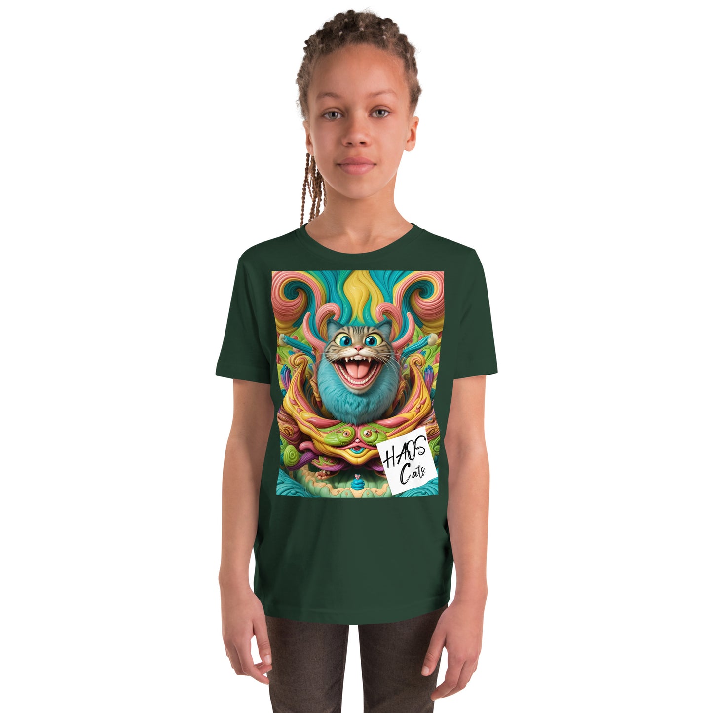 Youth Short Sleeve T-Shirt. Collection - HAOS Cats, Design - ANDRBEL STUDIO