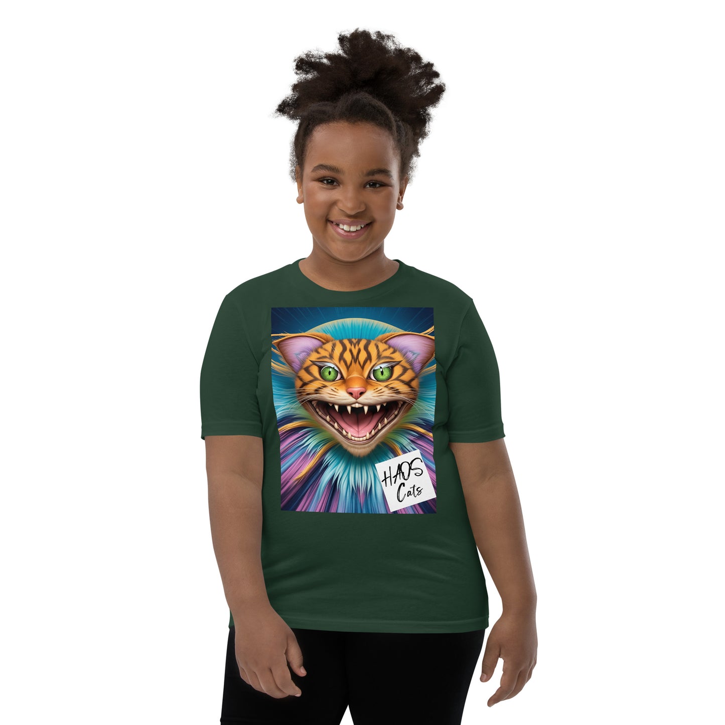 Youth Short Sleeve T-Shirt. Collection - HAOS Cats, Design - ANDRBEL STUDIO