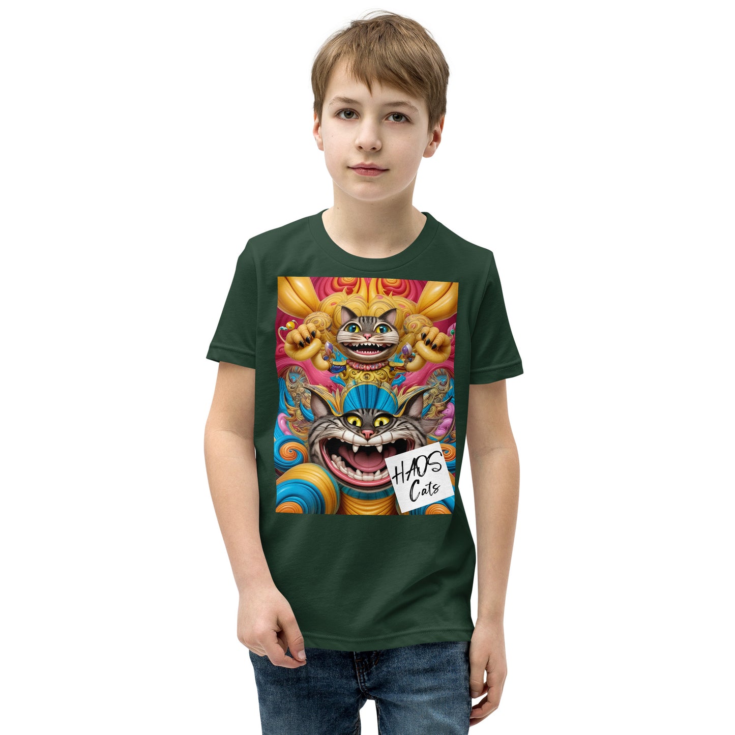 Youth Short Sleeve T-Shirt. Collection - HAOS Cats, Design - ANDRBEL STUDIO
