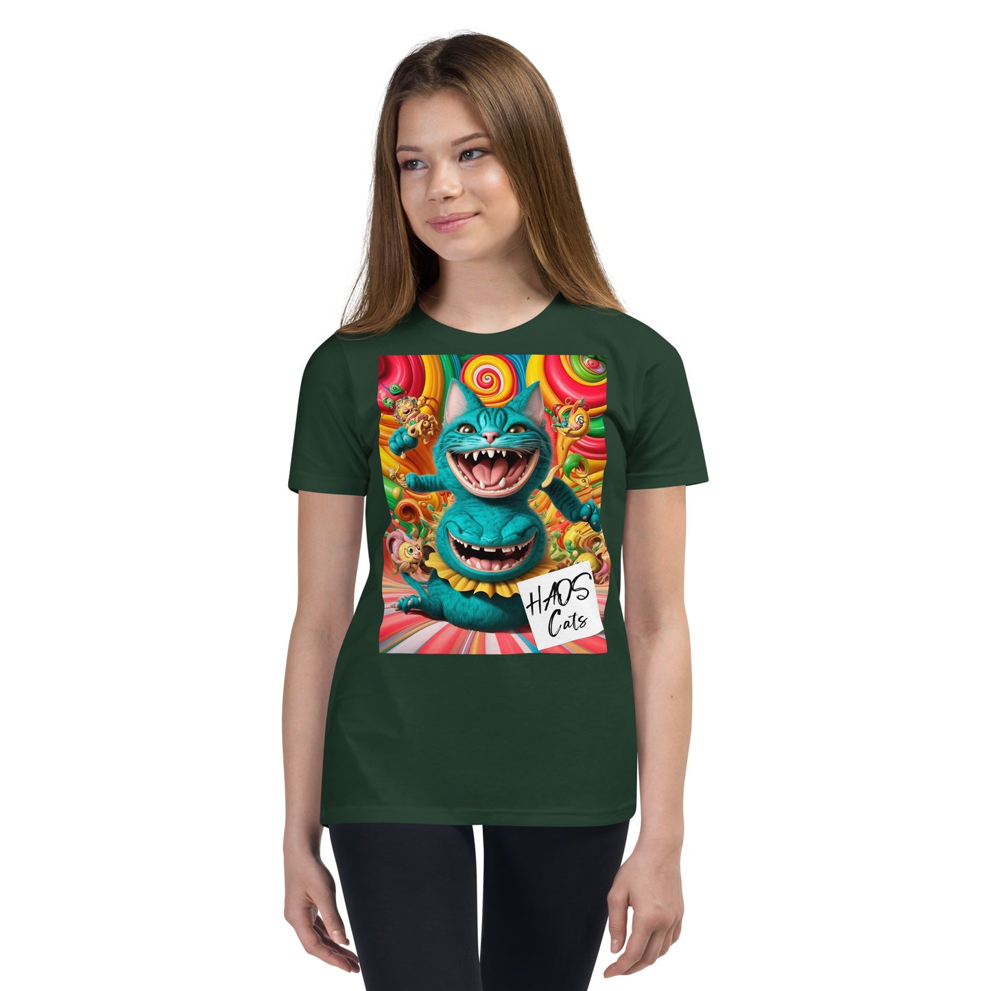 Youth Short Sleeve T-Shirt. Collection - HAOS Cats, Design - ANDRBEL STUDIO