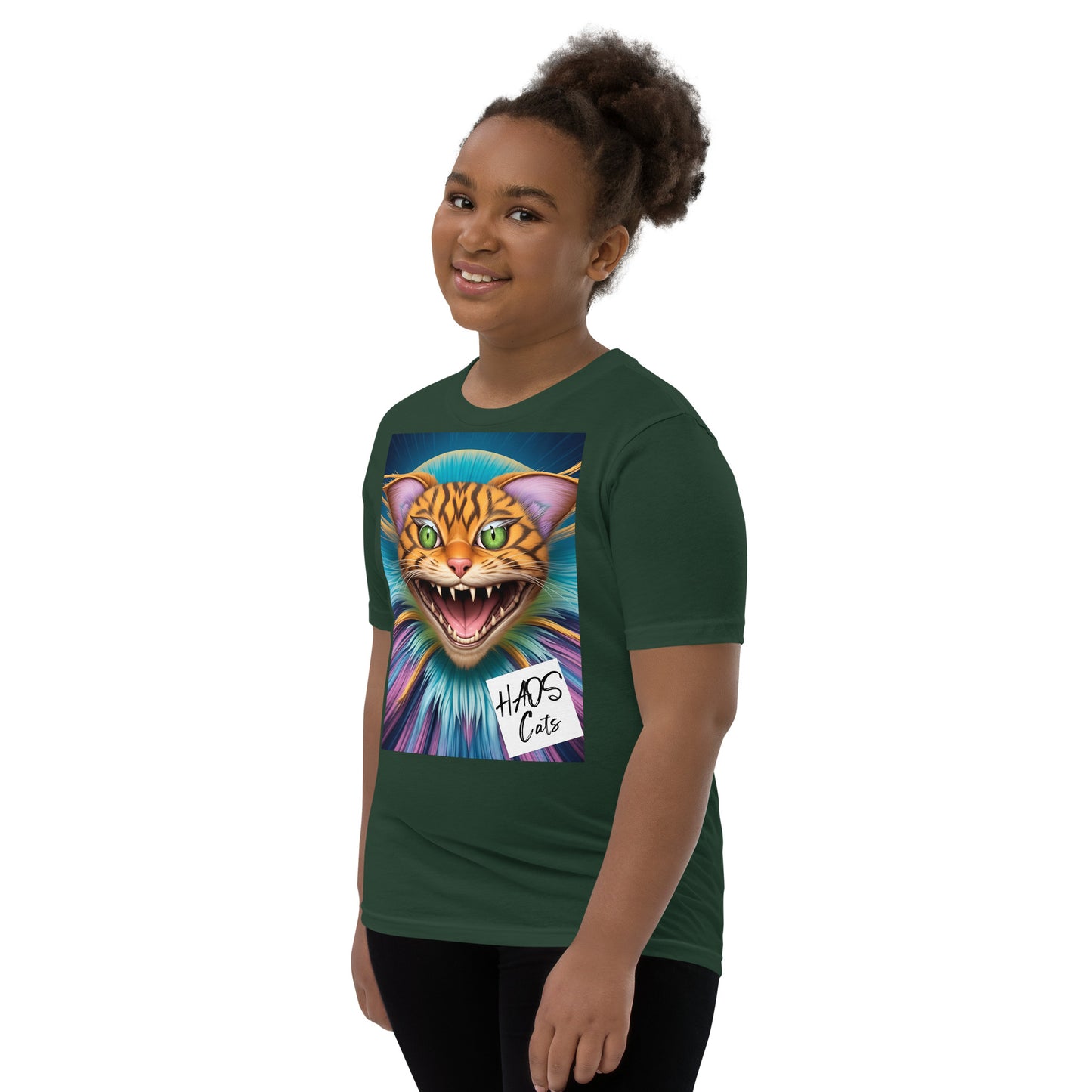 Youth Short Sleeve T-Shirt. Collection - HAOS Cats, Design - ANDRBEL STUDIO