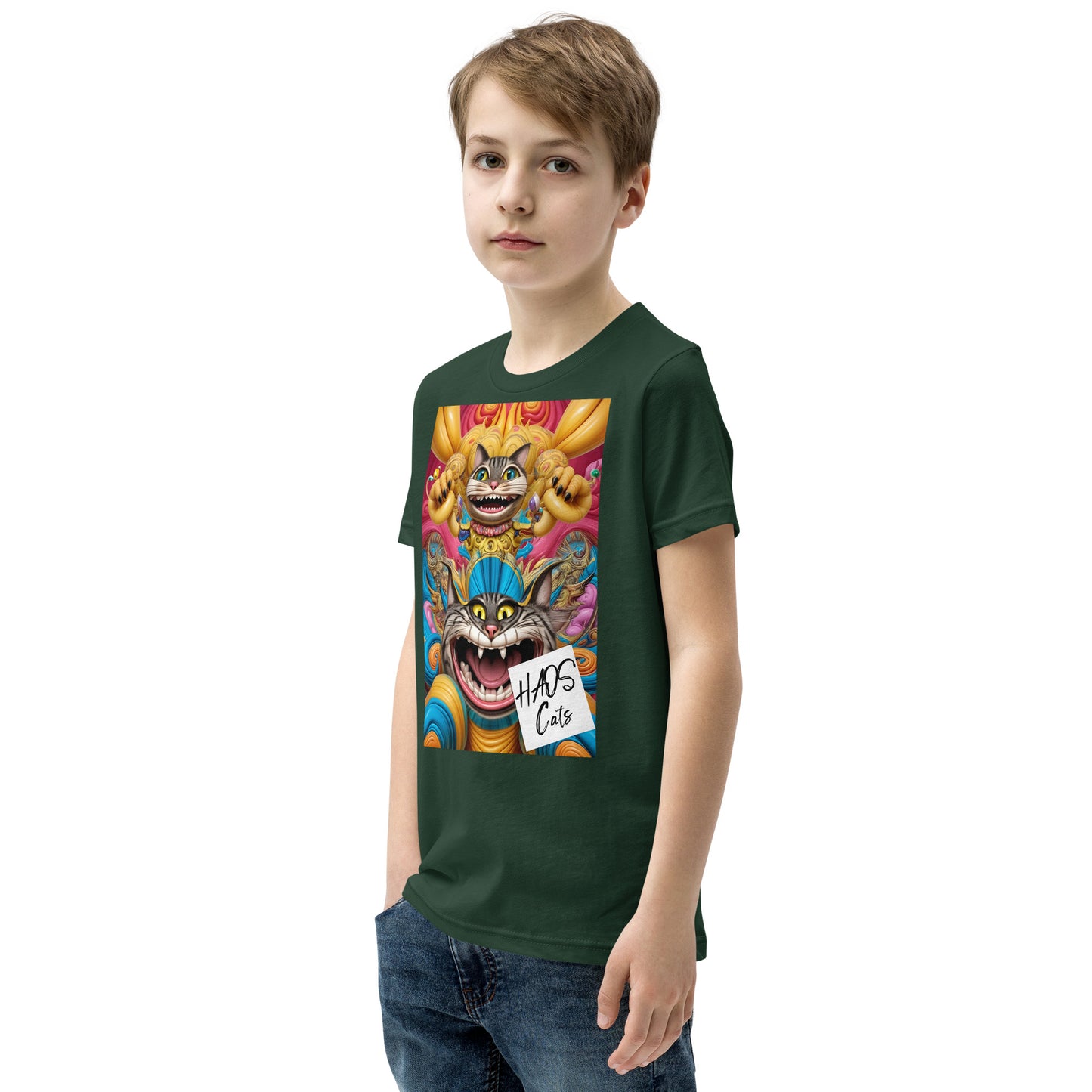 Youth Short Sleeve T-Shirt. Collection - HAOS Cats, Design - ANDRBEL STUDIO
