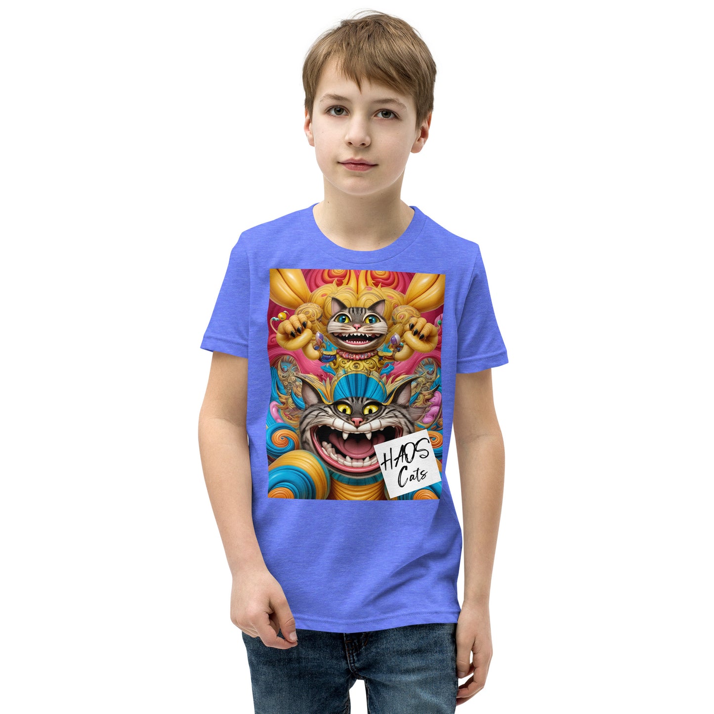 Youth Short Sleeve T-Shirt. Collection - HAOS Cats, Design - ANDRBEL STUDIO