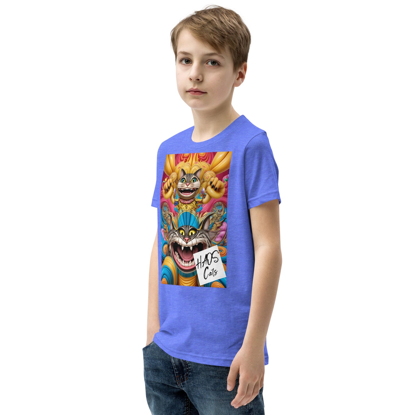 Youth Short Sleeve T-Shirt. Collection - HAOS Cats, Design - ANDRBEL STUDIO