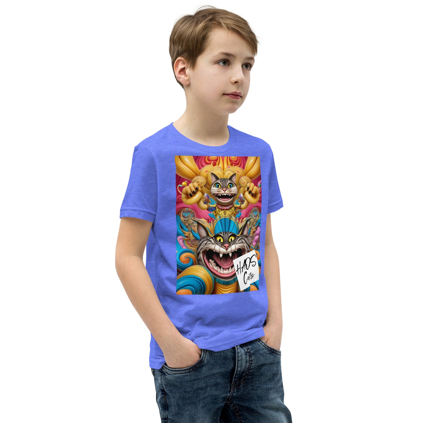 Youth Short Sleeve T-Shirt. Collection - HAOS Cats, Design - ANDRBEL STUDIO