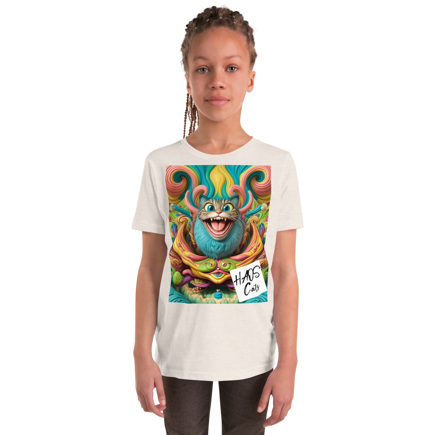 Youth Short Sleeve T-Shirt. Collection - HAOS Cats, Design - ANDRBEL STUDIO