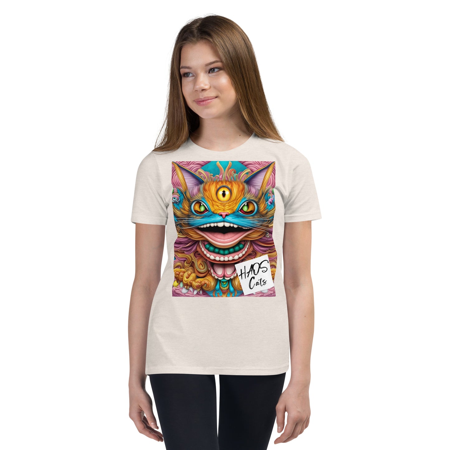 Youth Short Sleeve T-Shirt. Collection - HAOS Cats, Design - ANDRBEL STUDIO