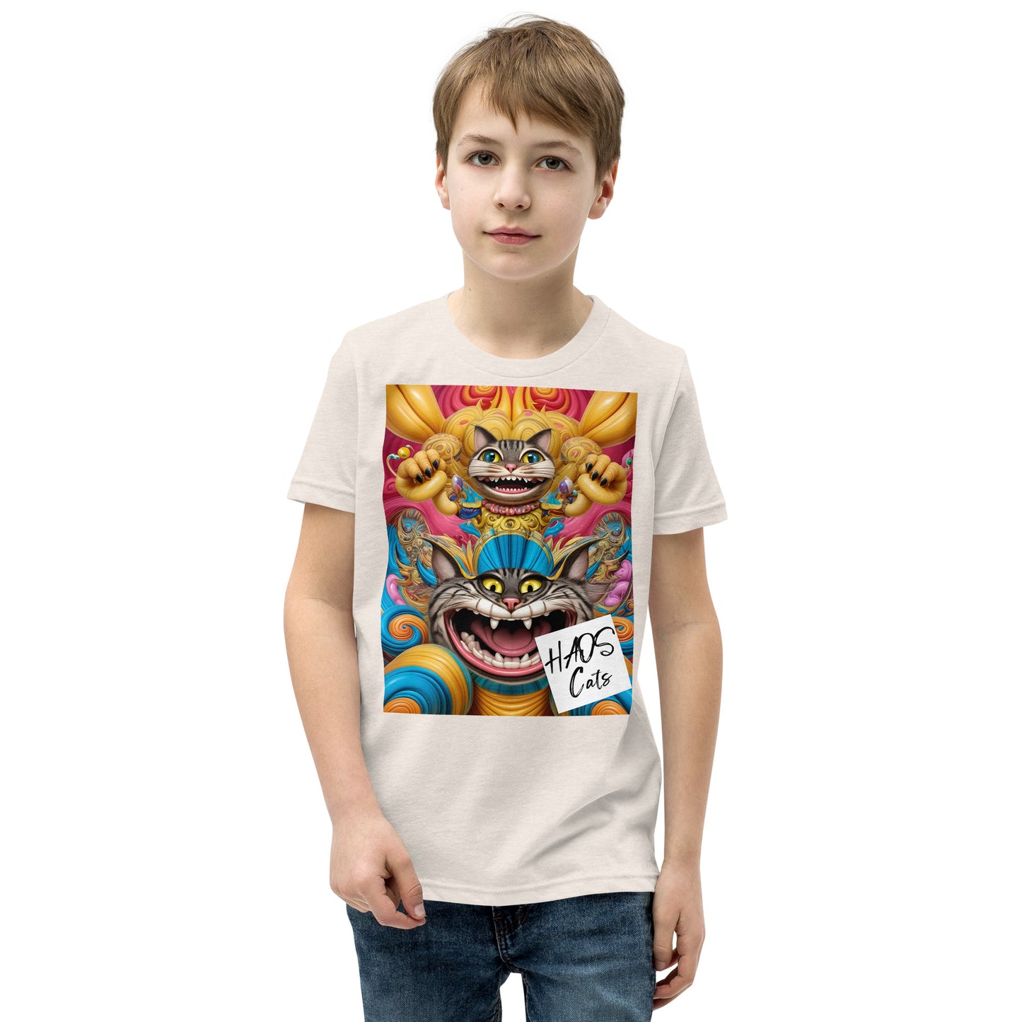 Youth Short Sleeve T-Shirt. Collection - HAOS Cats, Design - ANDRBEL STUDIO