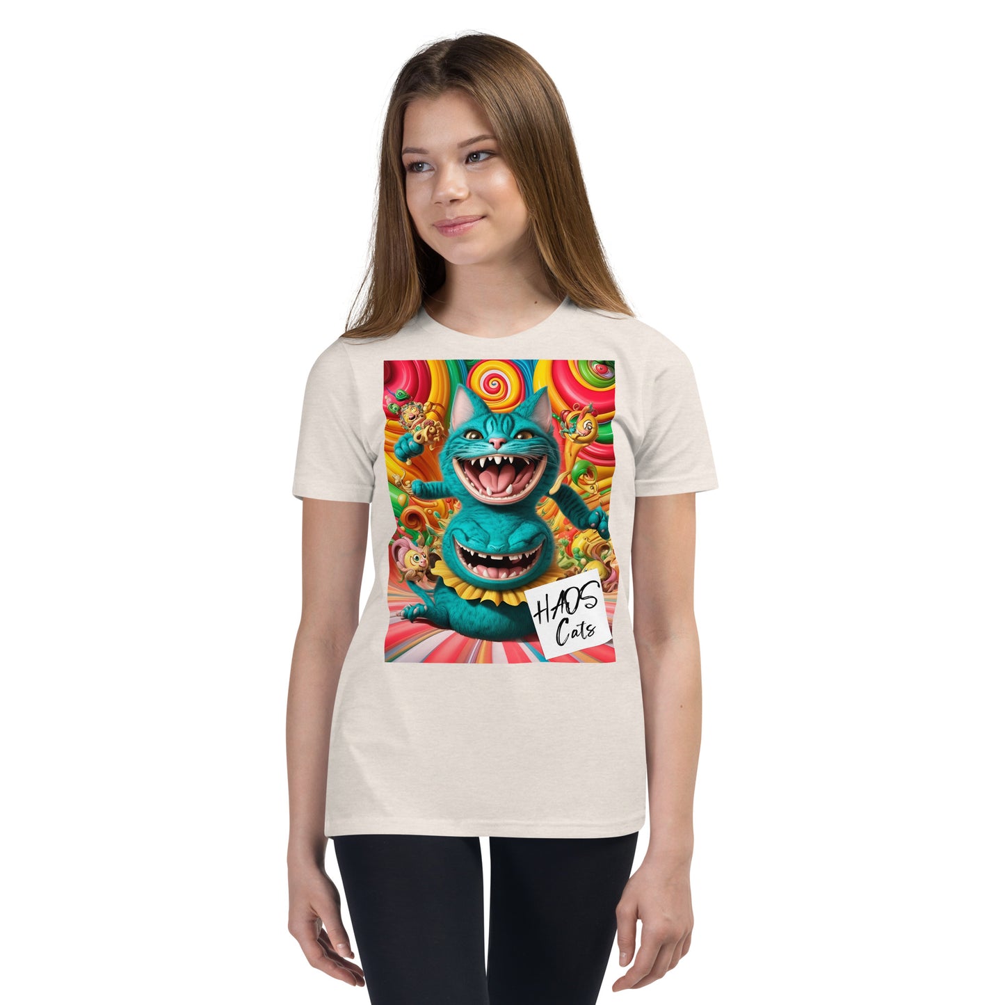 Youth Short Sleeve T-Shirt. Collection - HAOS Cats, Design - ANDRBEL STUDIO