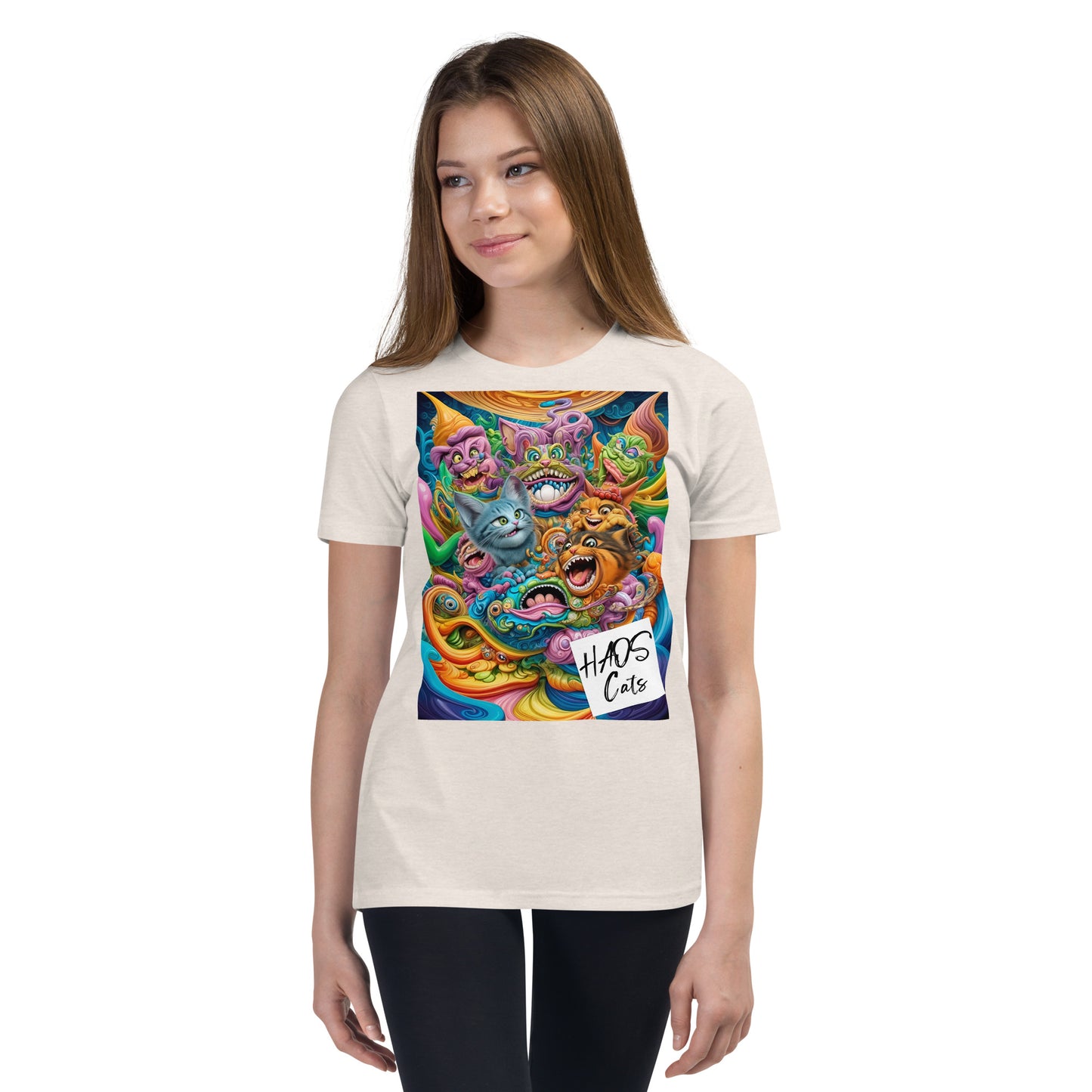 Youth Short Sleeve T-Shirt. Collection - HAOS Cats, Design - ANDRBEL STUDIO