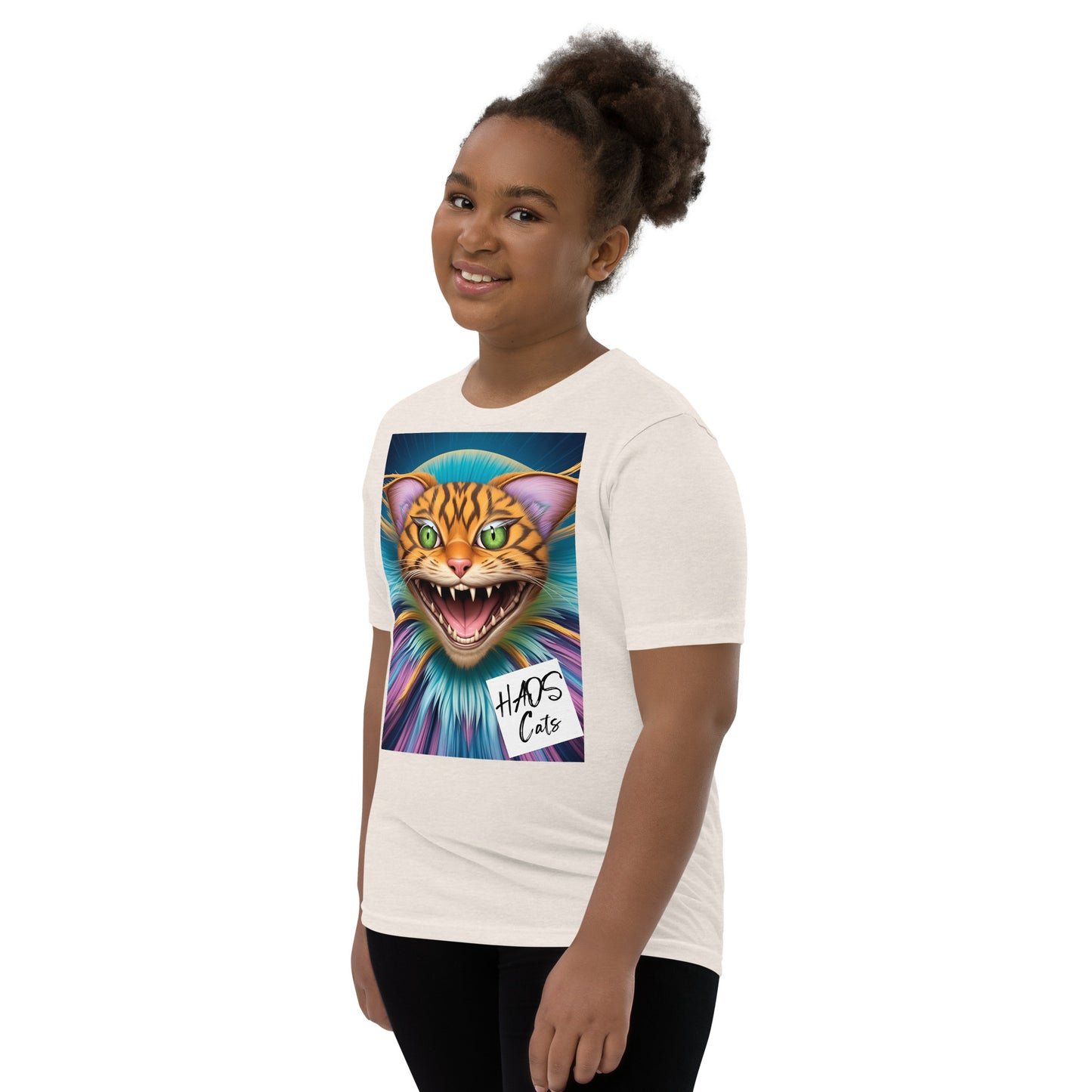 Youth Short Sleeve T-Shirt. Collection - HAOS Cats, Design - ANDRBEL STUDIO