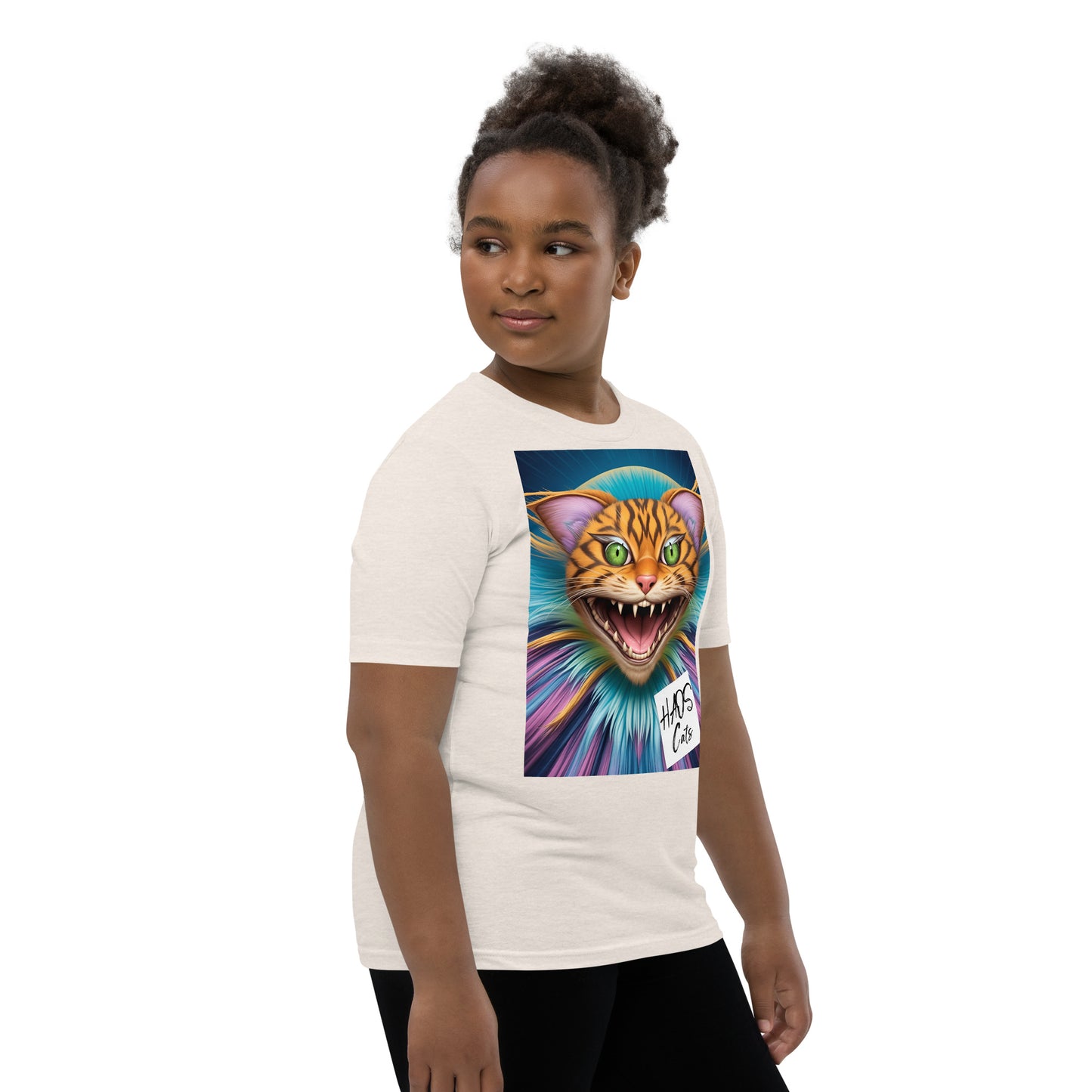 Youth Short Sleeve T-Shirt. Collection - HAOS Cats, Design - ANDRBEL STUDIO
