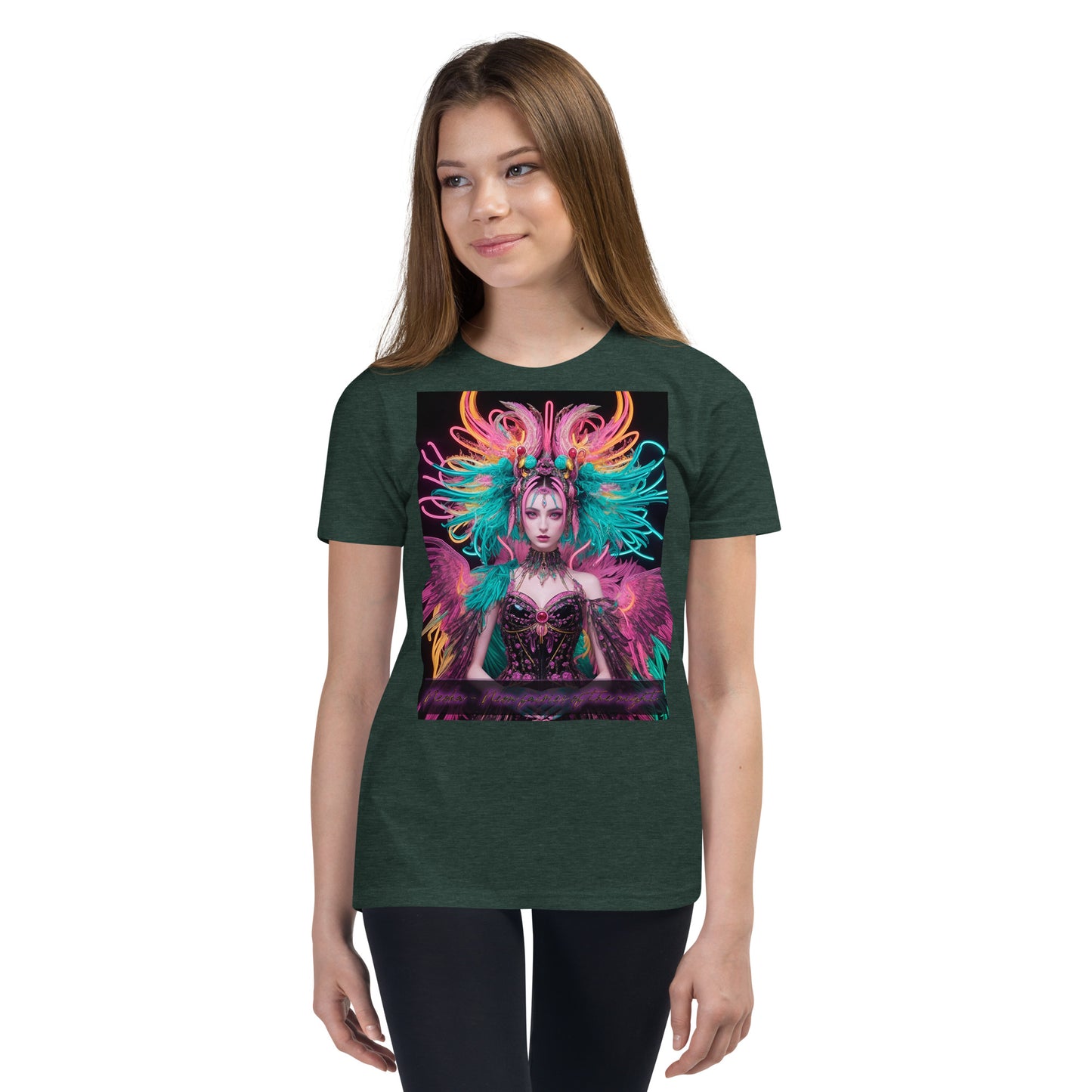 T-shirt a maniche corte per ragazzi. Collezione - Neoka-Neon fate della notte, Design - ANDRBEL STUDIO