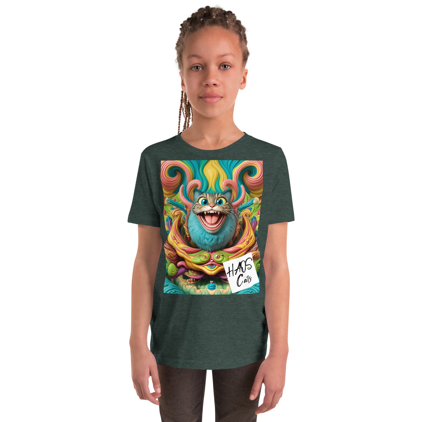 Youth Short Sleeve T-Shirt. Collection - HAOS Cats, Design - ANDRBEL STUDIO