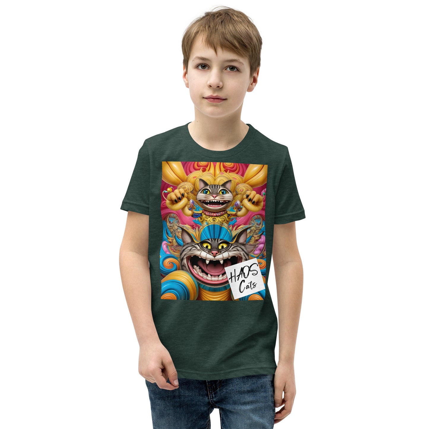 Youth Short Sleeve T-Shirt. Collection - HAOS Cats, Design - ANDRBEL STUDIO