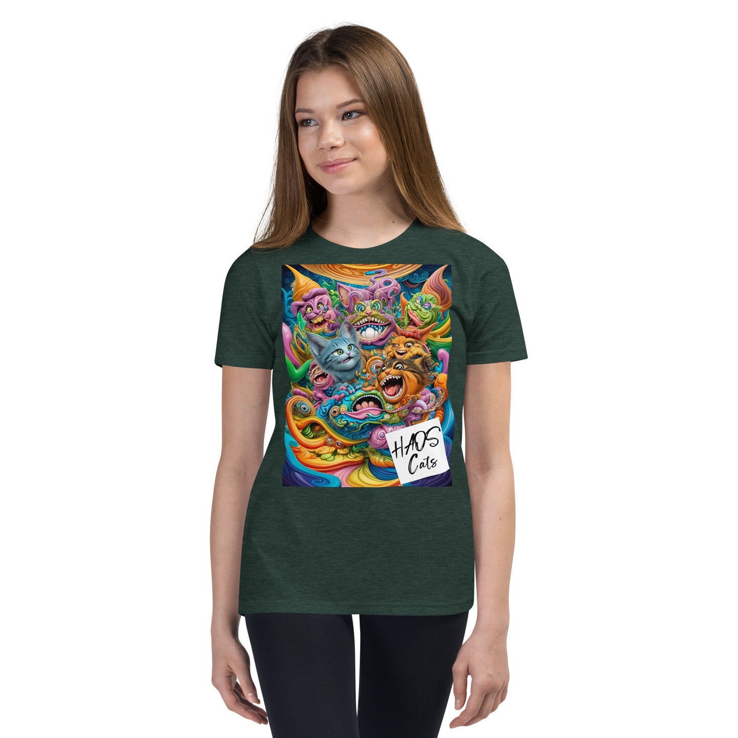 Youth Short Sleeve T-Shirt. Collection - HAOS Cats, Design - ANDRBEL STUDIO