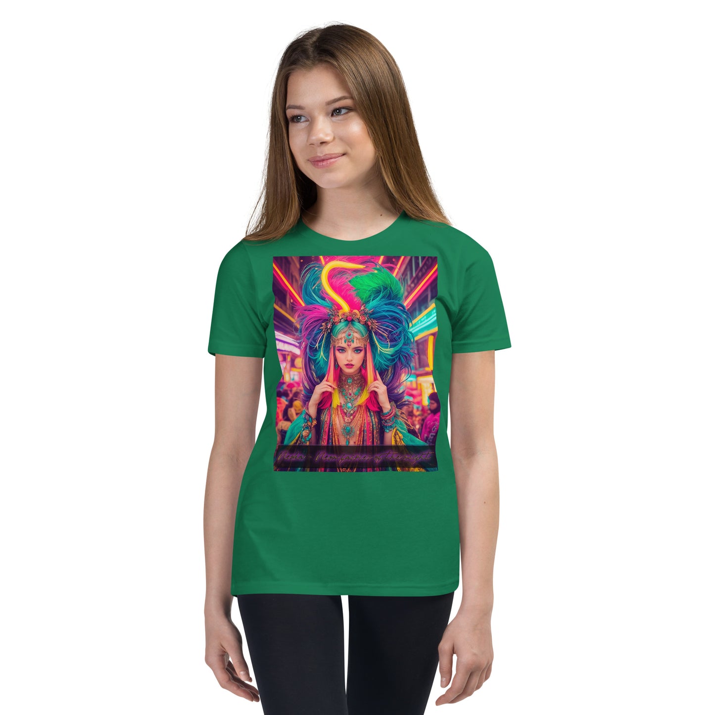 Youth Short Sleeve T-Shirt. Collection - Neoka-Neon fairies of the night, Design - ANDRBEL STUDIO
