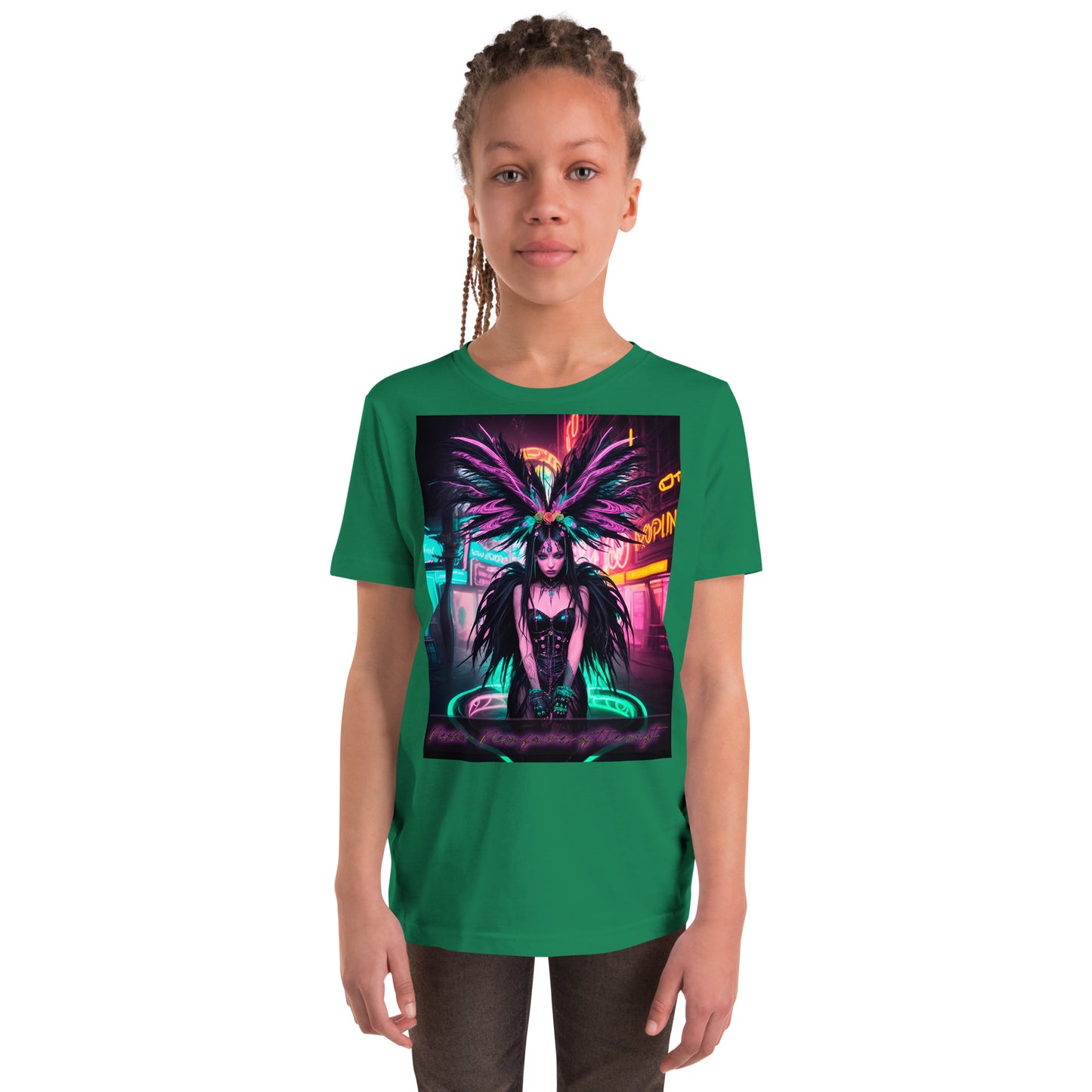 T-shirt a maniche corte per ragazzi. Collezione - Neoka-Neon fate della notte, Design - ANDRBEL STUDIO