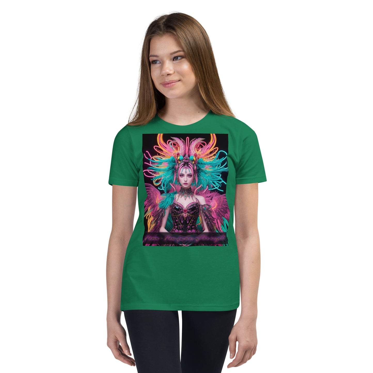 T-shirt a maniche corte per ragazzi. Collezione - Neoka-Neon fate della notte, Design - ANDRBEL STUDIO