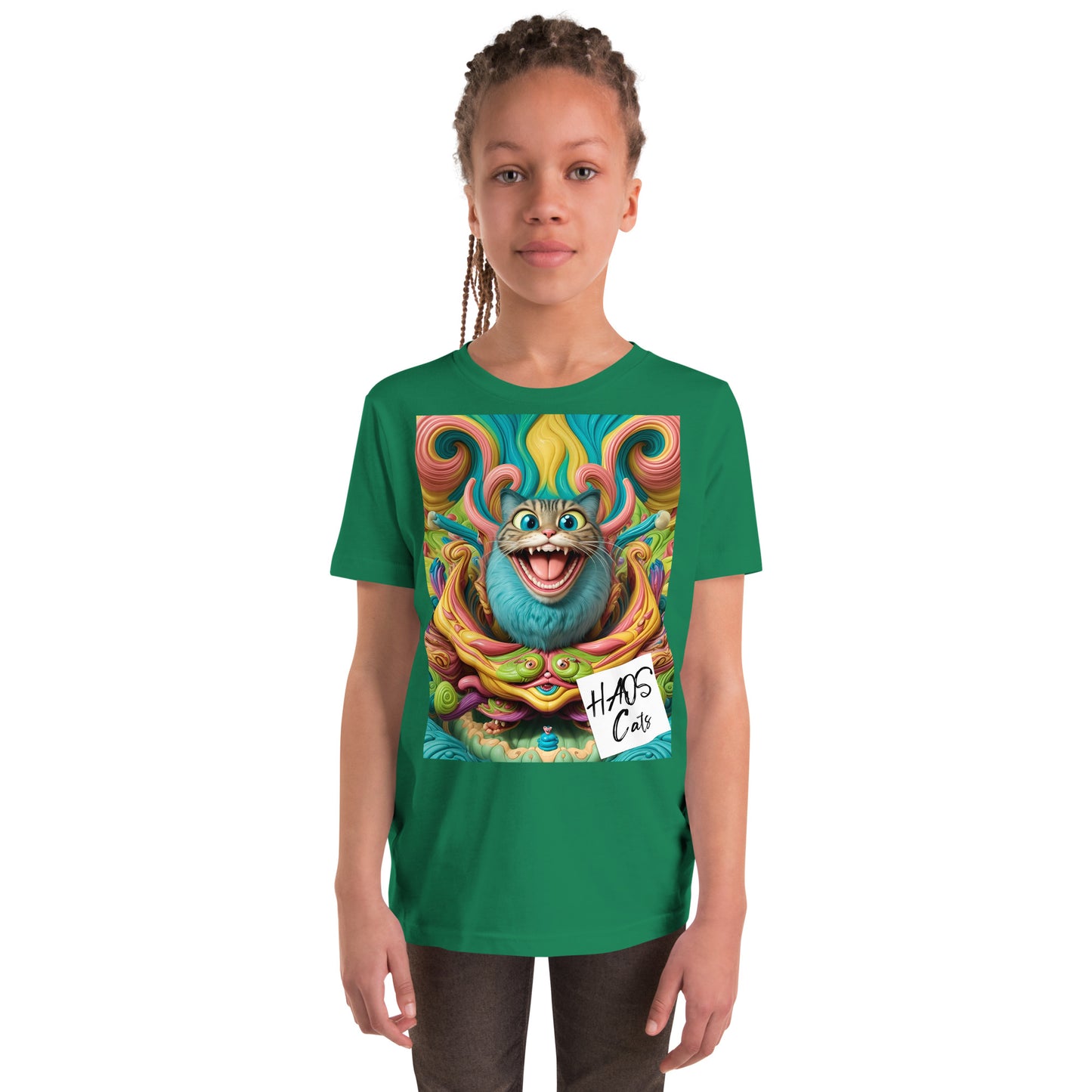 Youth Short Sleeve T-Shirt. Collection - HAOS Cats, Design - ANDRBEL STUDIO