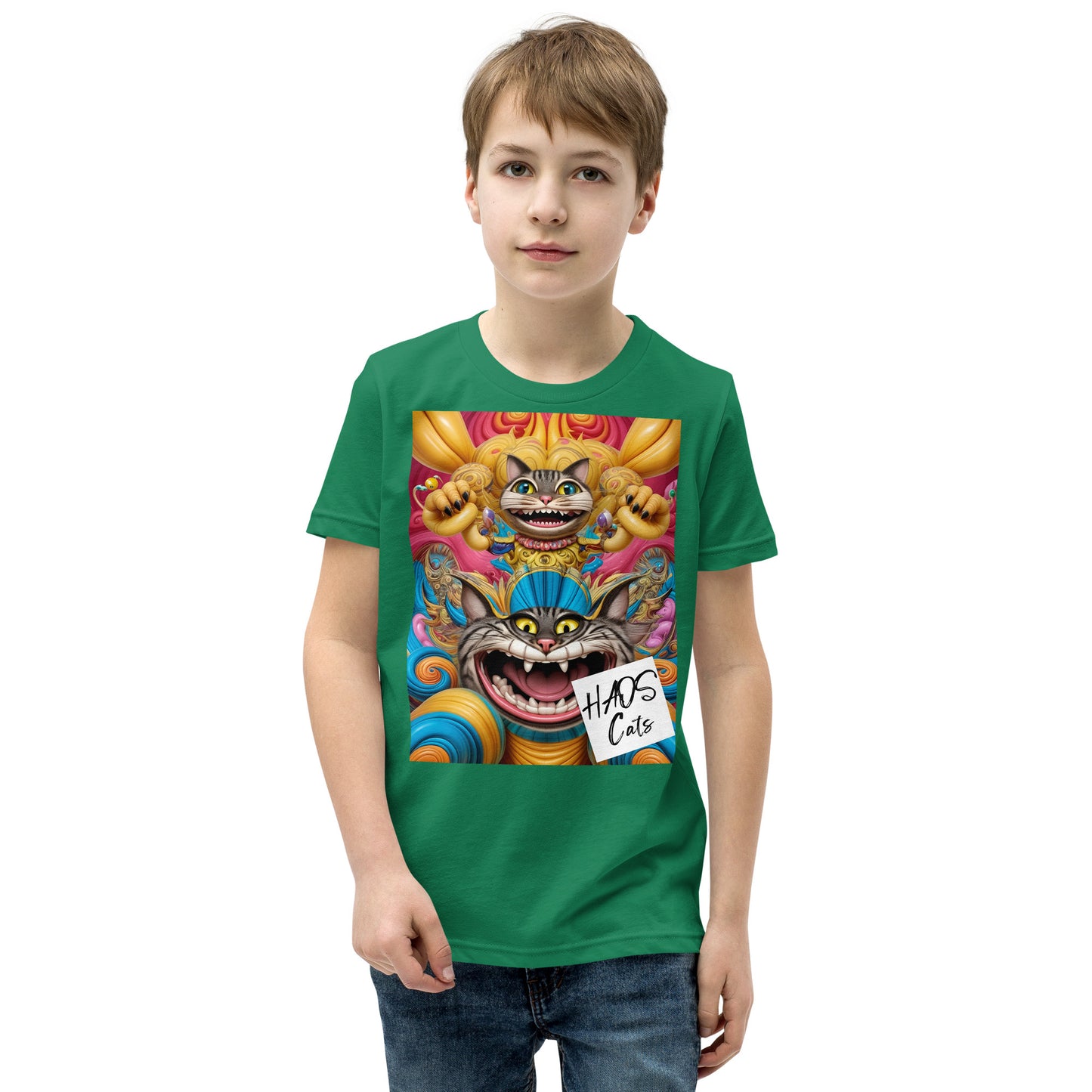 Youth Short Sleeve T-Shirt. Collection - HAOS Cats, Design - ANDRBEL STUDIO