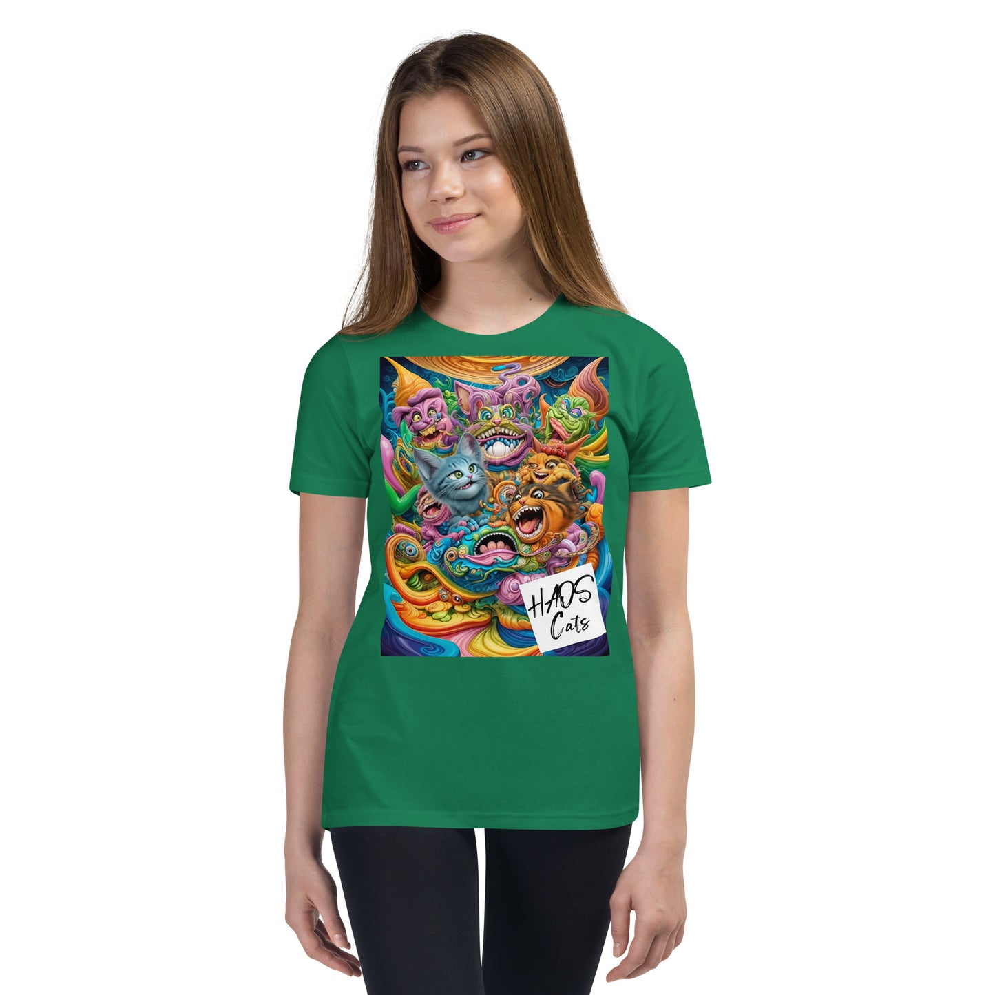 Youth Short Sleeve T-Shirt. Collection - HAOS Cats, Design - ANDRBEL STUDIO
