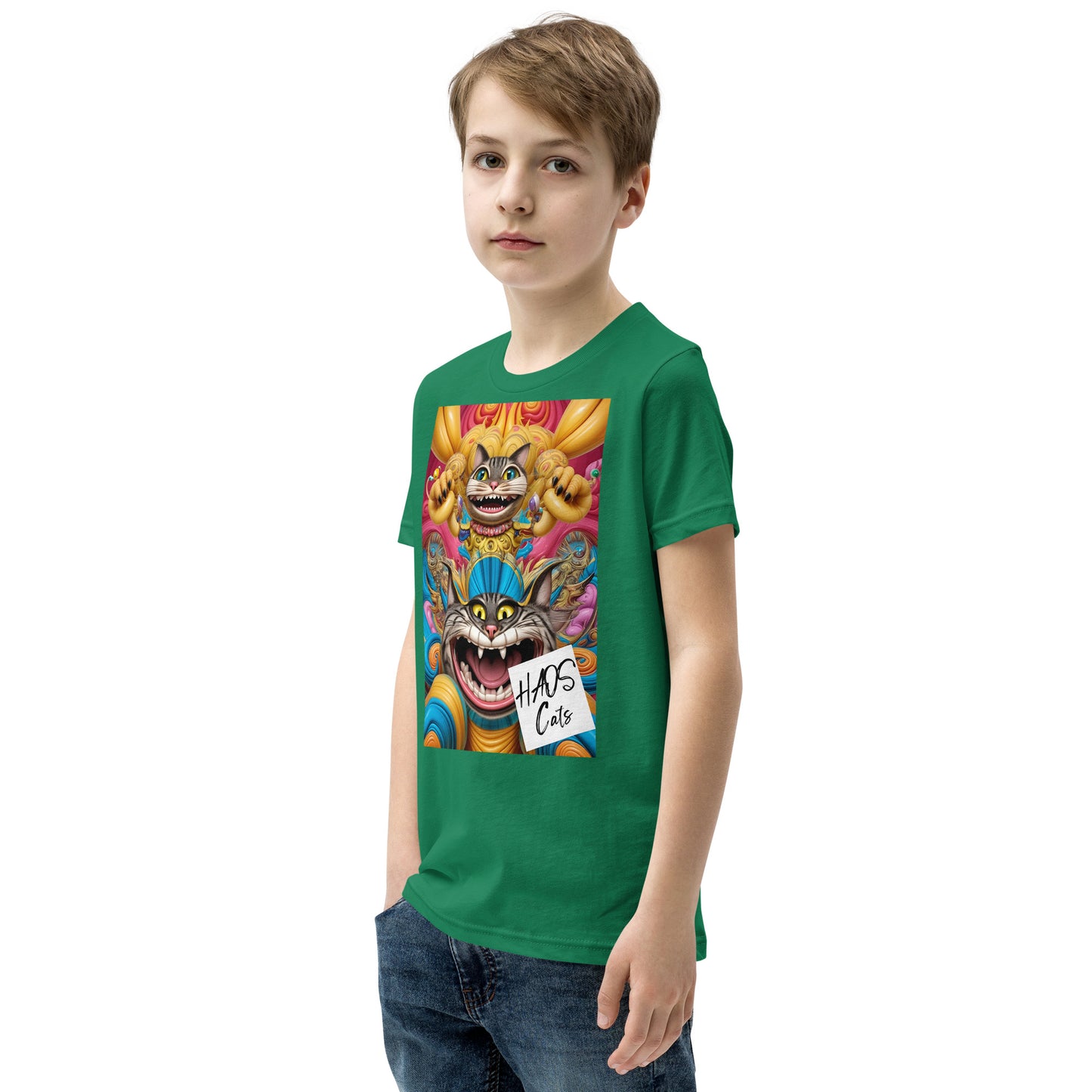 Youth Short Sleeve T-Shirt. Collection - HAOS Cats, Design - ANDRBEL STUDIO