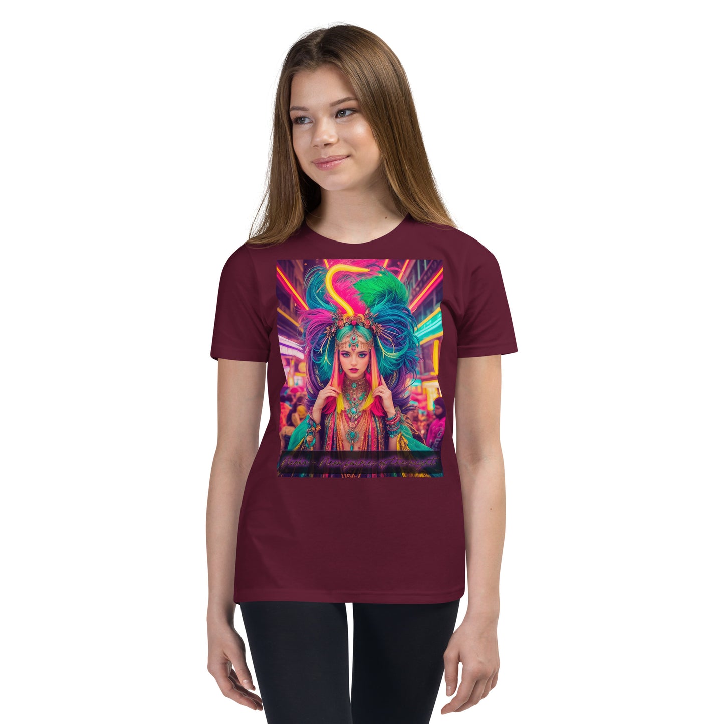 Youth Short Sleeve T-Shirt. Collection - Neoka-Neon fairies of the night, Design - ANDRBEL STUDIO