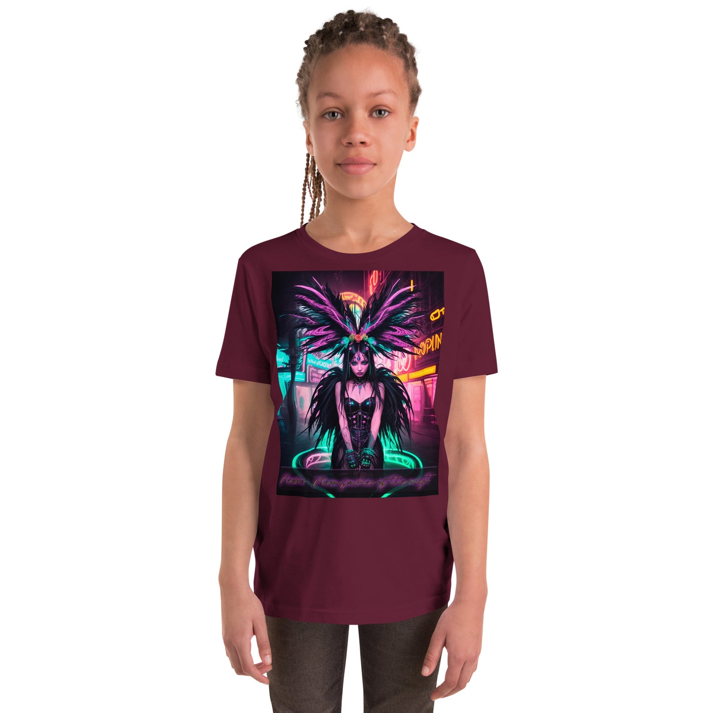 T-shirt a maniche corte per ragazzi. Collezione - Neoka-Neon fate della notte, Design - ANDRBEL STUDIO