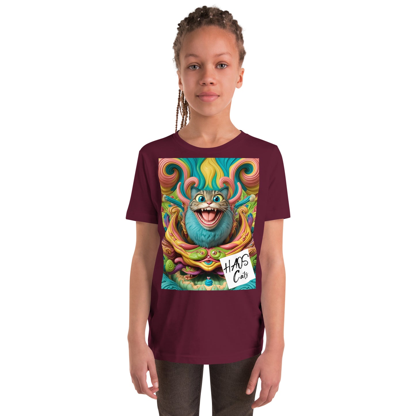 Youth Short Sleeve T-Shirt. Collection - HAOS Cats, Design - ANDRBEL STUDIO