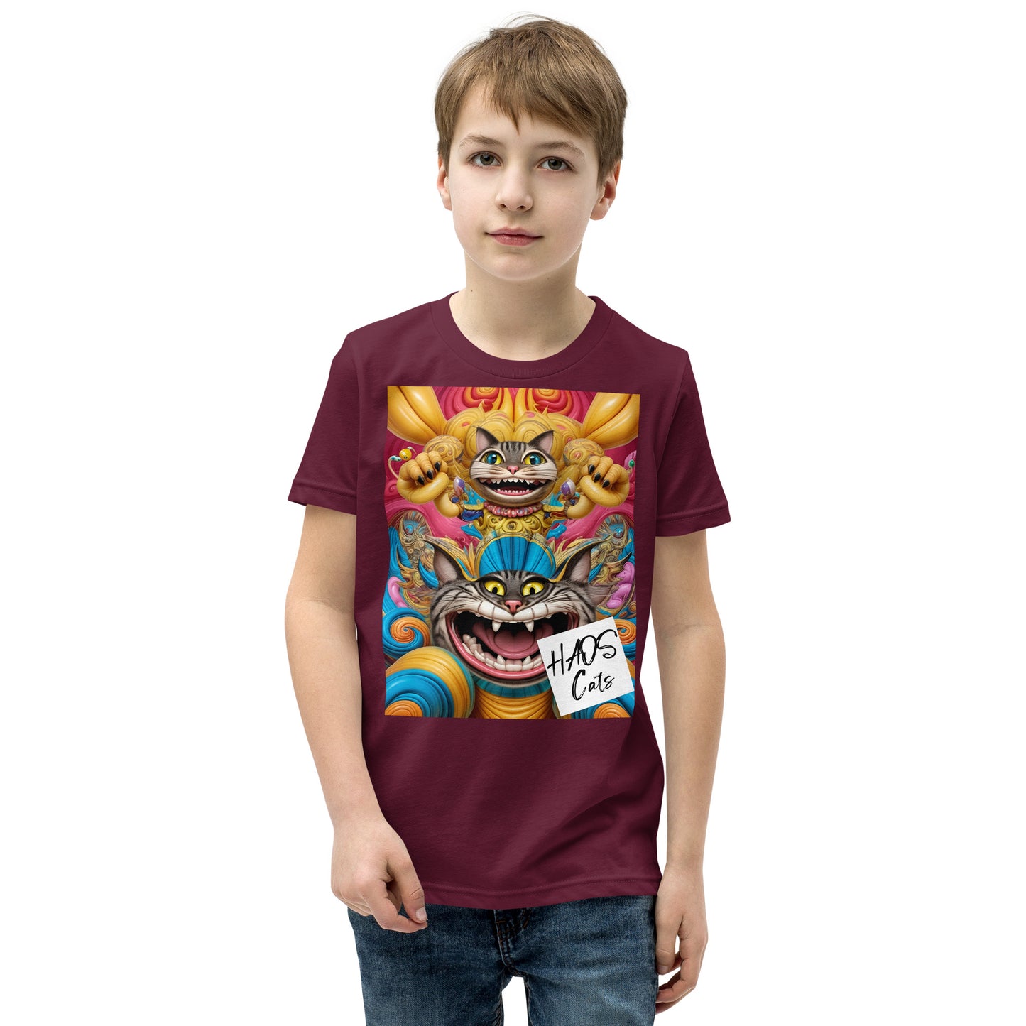 Youth Short Sleeve T-Shirt. Collection - HAOS Cats, Design - ANDRBEL STUDIO