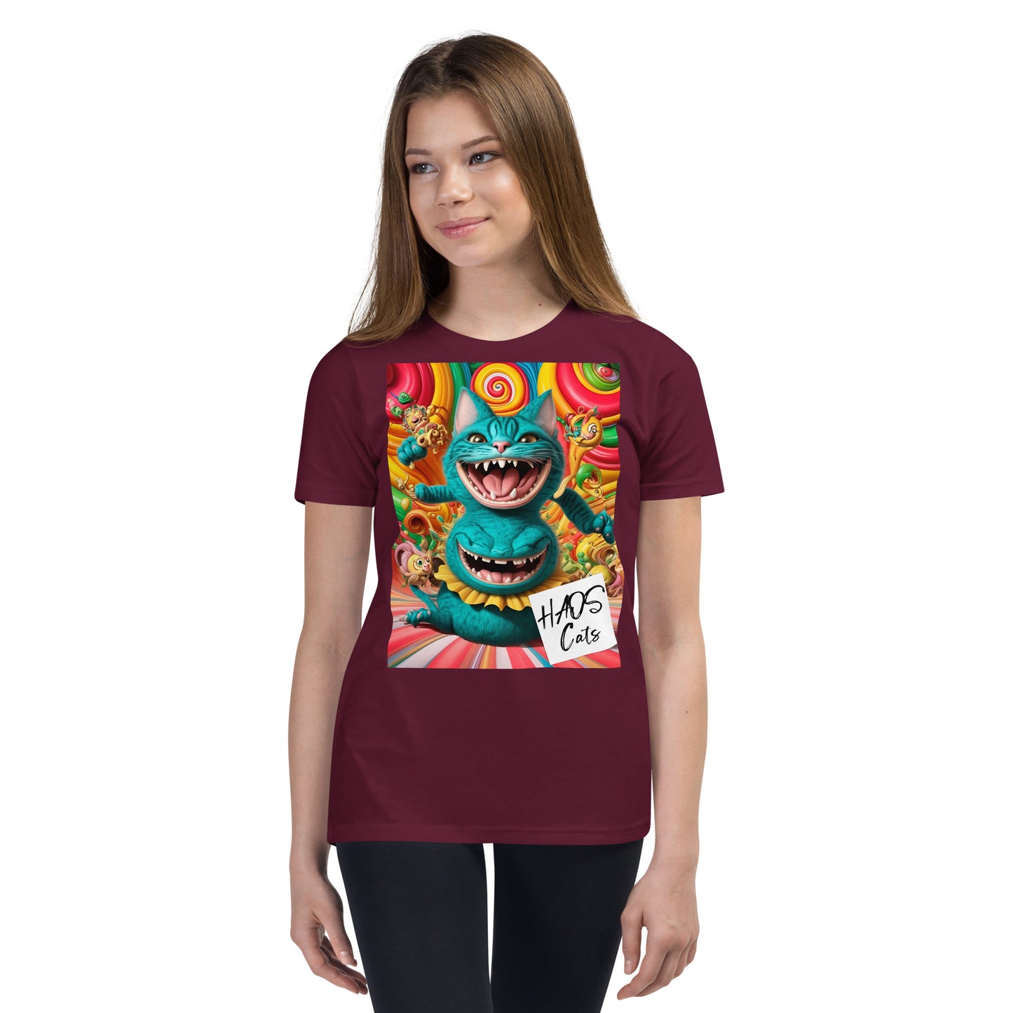 Youth Short Sleeve T-Shirt. Collection - HAOS Cats, Design - ANDRBEL STUDIO