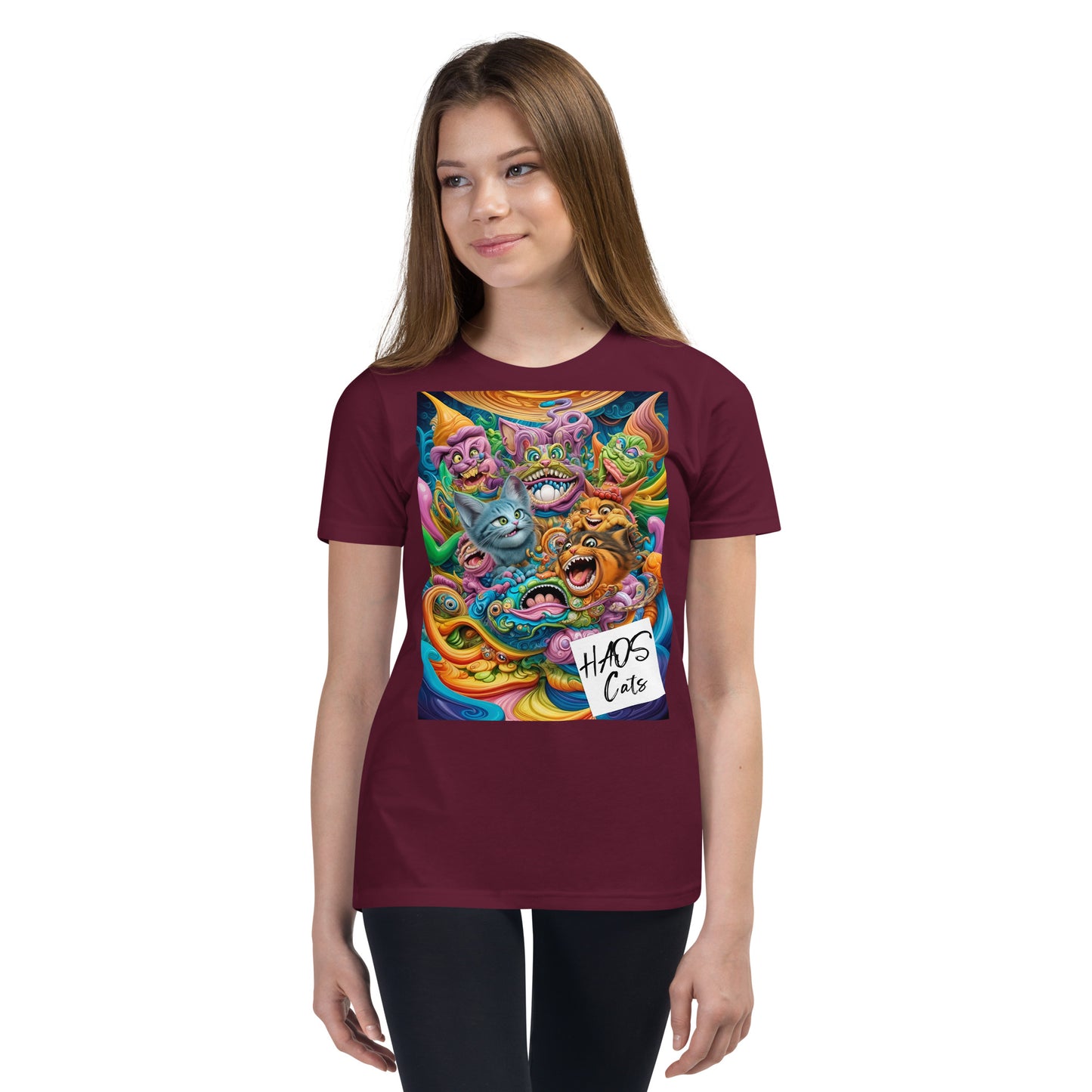 Youth Short Sleeve T-Shirt. Collection - HAOS Cats, Design - ANDRBEL STUDIO