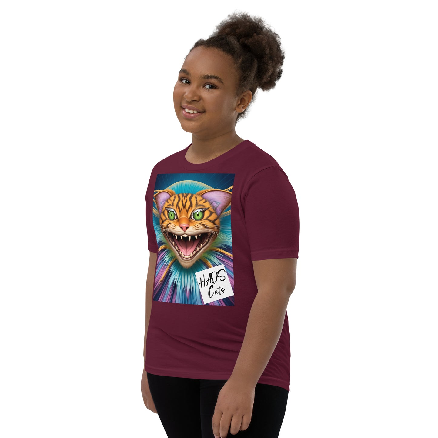 Youth Short Sleeve T-Shirt. Collection - HAOS Cats, Design - ANDRBEL STUDIO