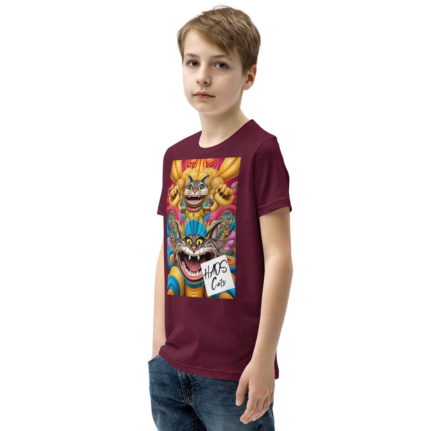 Youth Short Sleeve T-Shirt. Collection - HAOS Cats, Design - ANDRBEL STUDIO