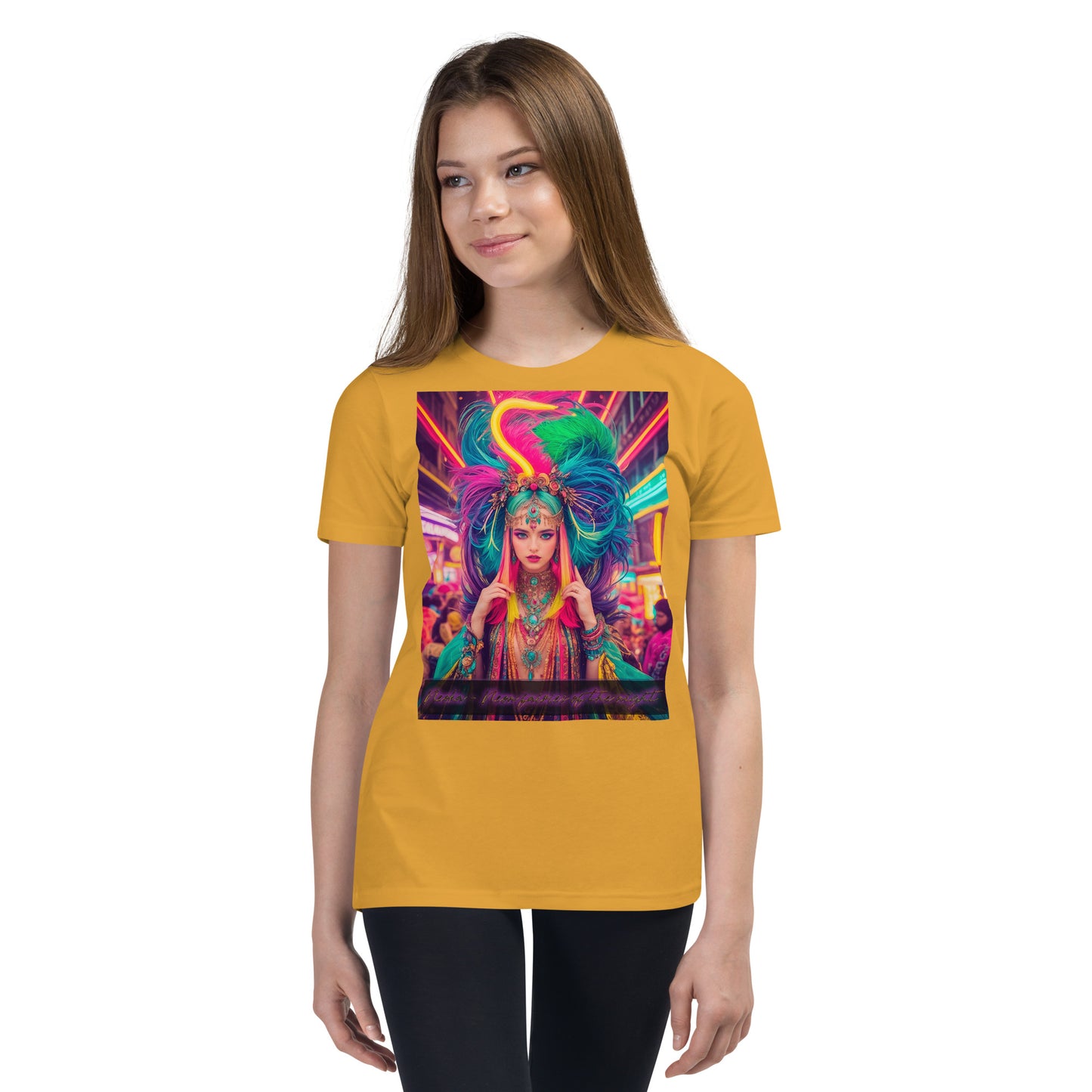 Youth Short Sleeve T-Shirt. Collection - Neoka-Neon fairies of the night, Design - ANDRBEL STUDIO