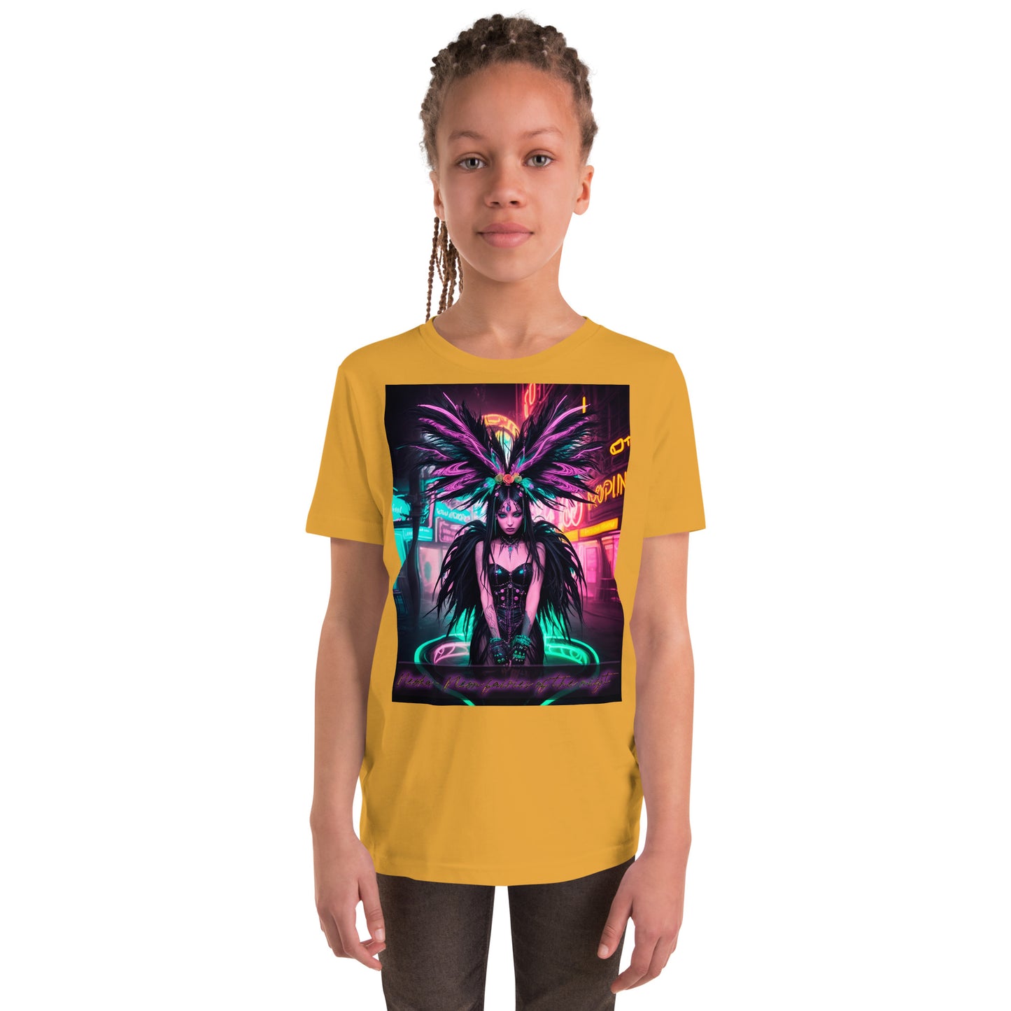 T-shirt a maniche corte per ragazzi. Collezione - Neoka-Neon fate della notte, Design - ANDRBEL STUDIO