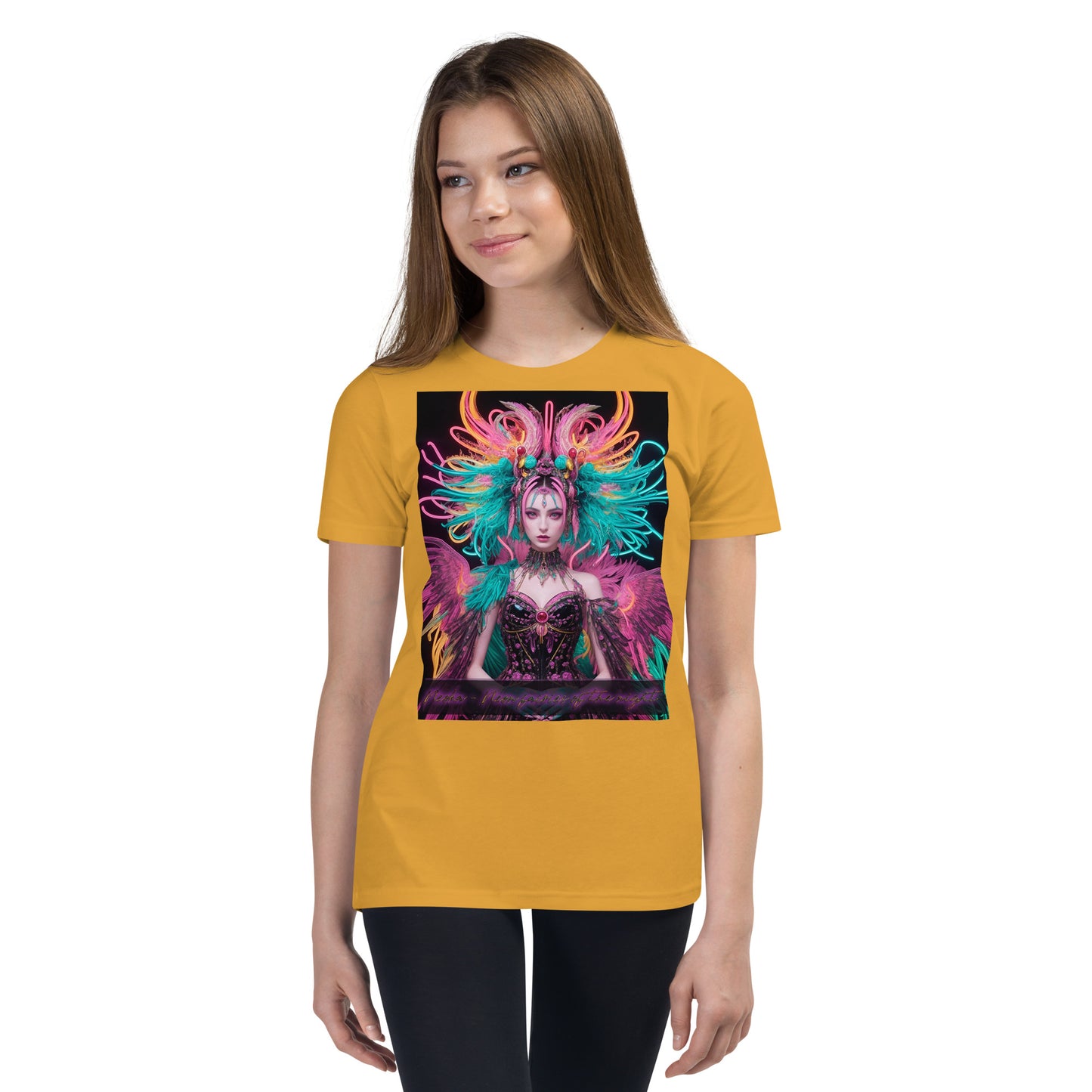 T-shirt a maniche corte per ragazzi. Collezione - Neoka-Neon fate della notte, Design - ANDRBEL STUDIO