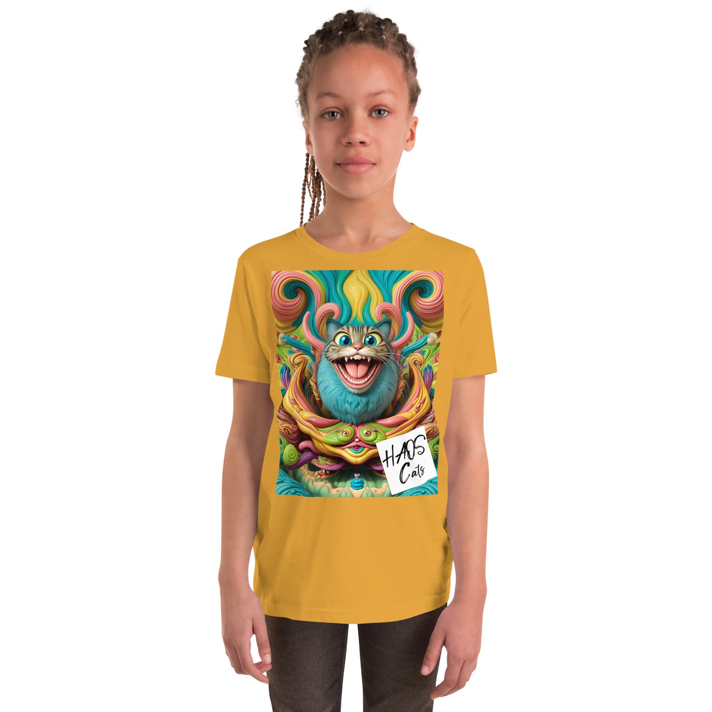 Youth Short Sleeve T-Shirt. Collection - HAOS Cats, Design - ANDRBEL STUDIO