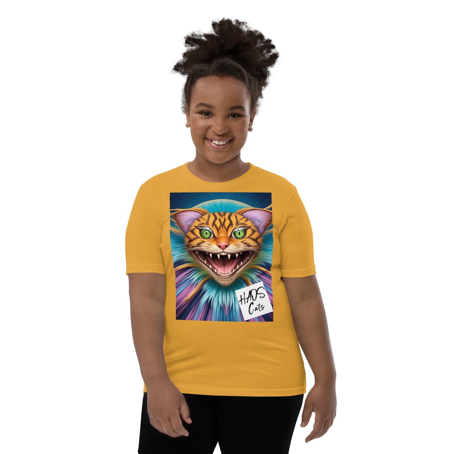 Youth Short Sleeve T-Shirt. Collection - HAOS Cats, Design - ANDRBEL STUDIO