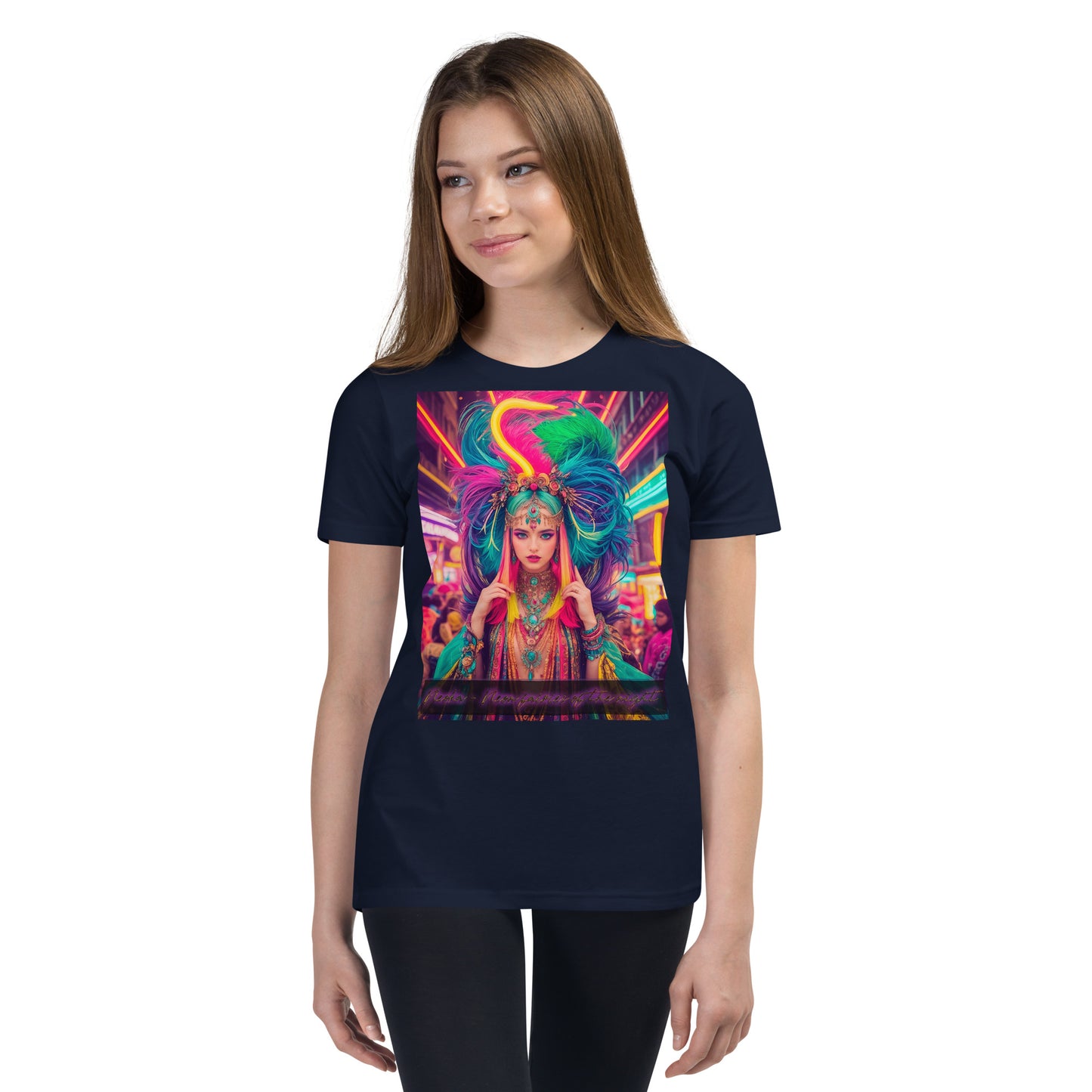Youth Short Sleeve T-Shirt. Collection - Neoka-Neon fairies of the night, Design - ANDRBEL STUDIO